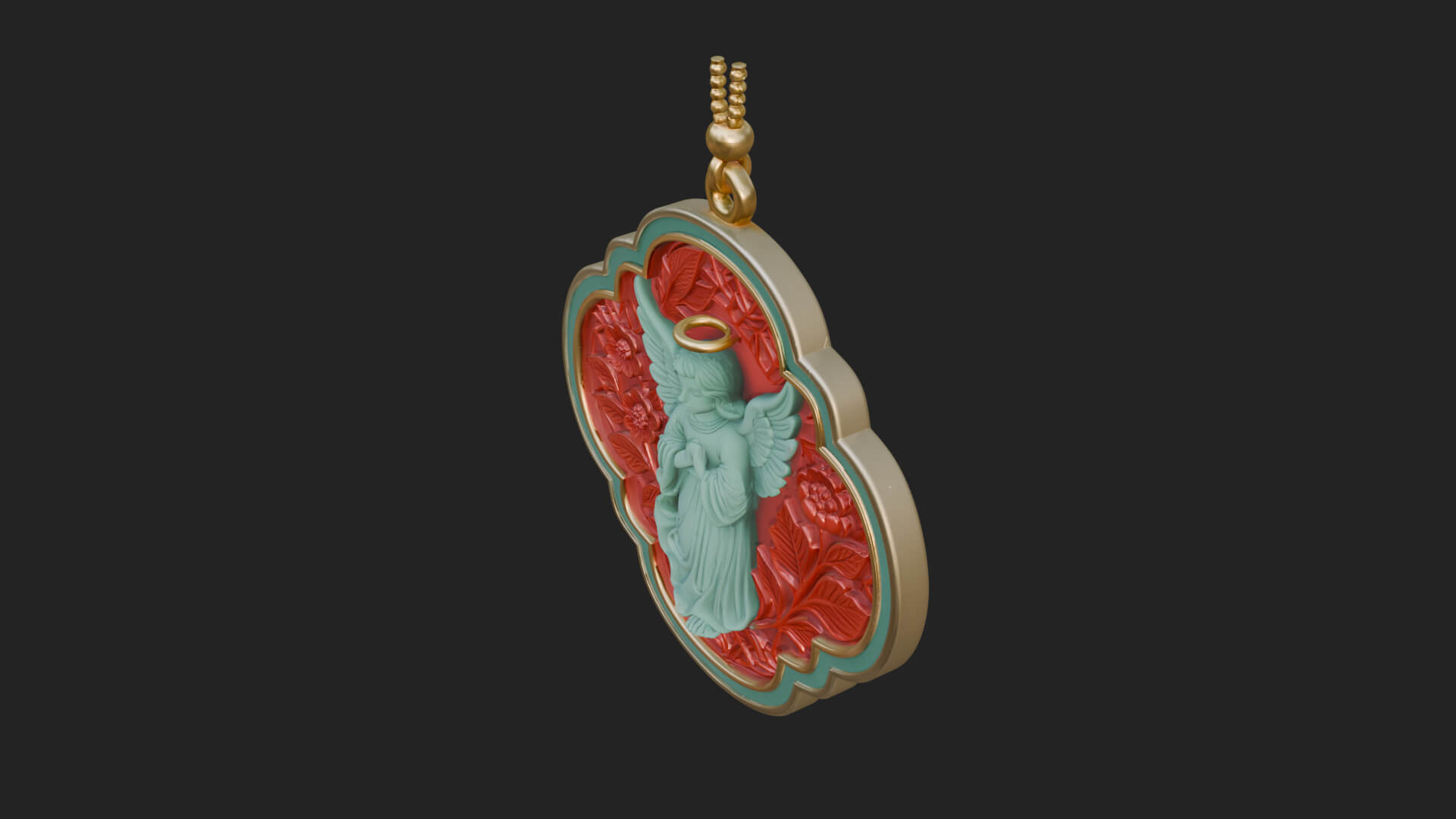 Winged Angel Panel Ornament Design 2 3D Print Model 3D Model