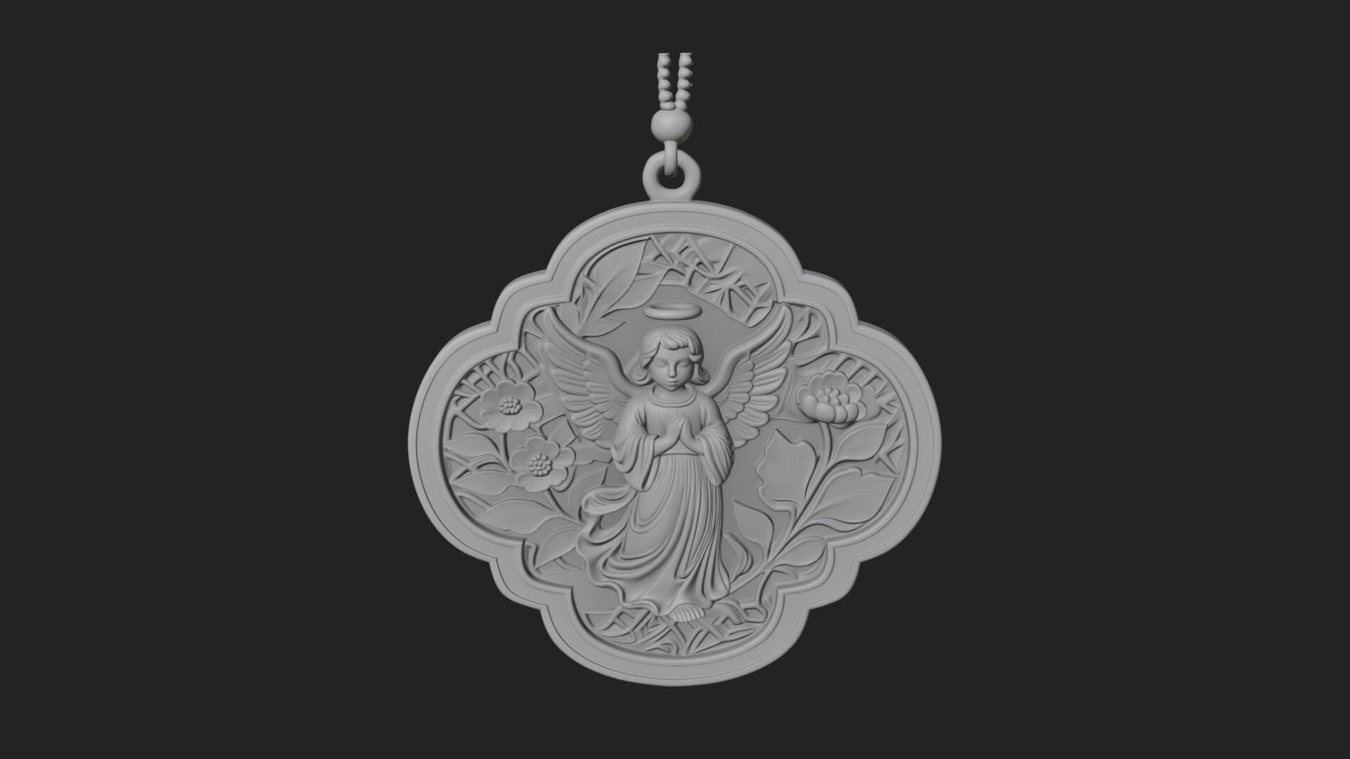 Winged Angel Panel Ornament Design 2 3D Print Model 3D Model