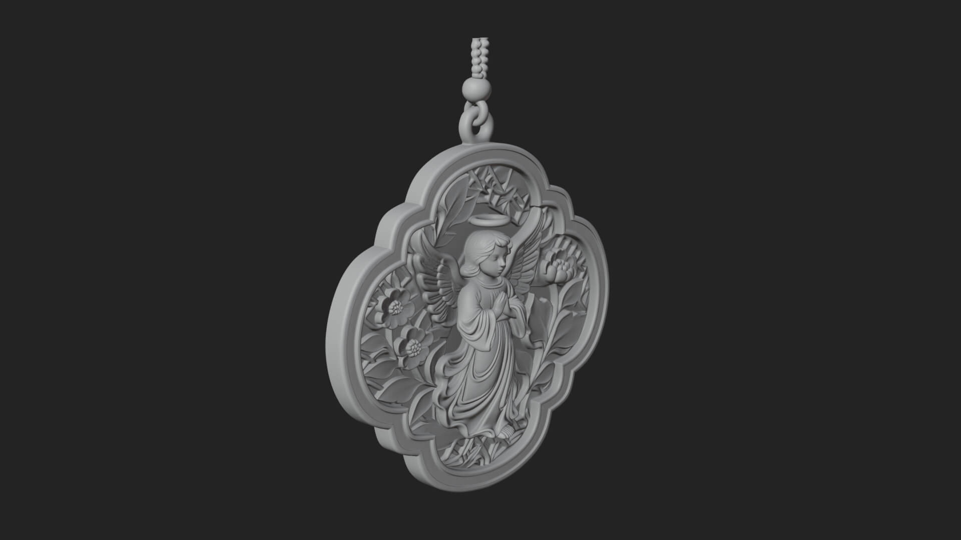 Winged Angel Panel Ornament Design 2 3D Print Model 3D Model