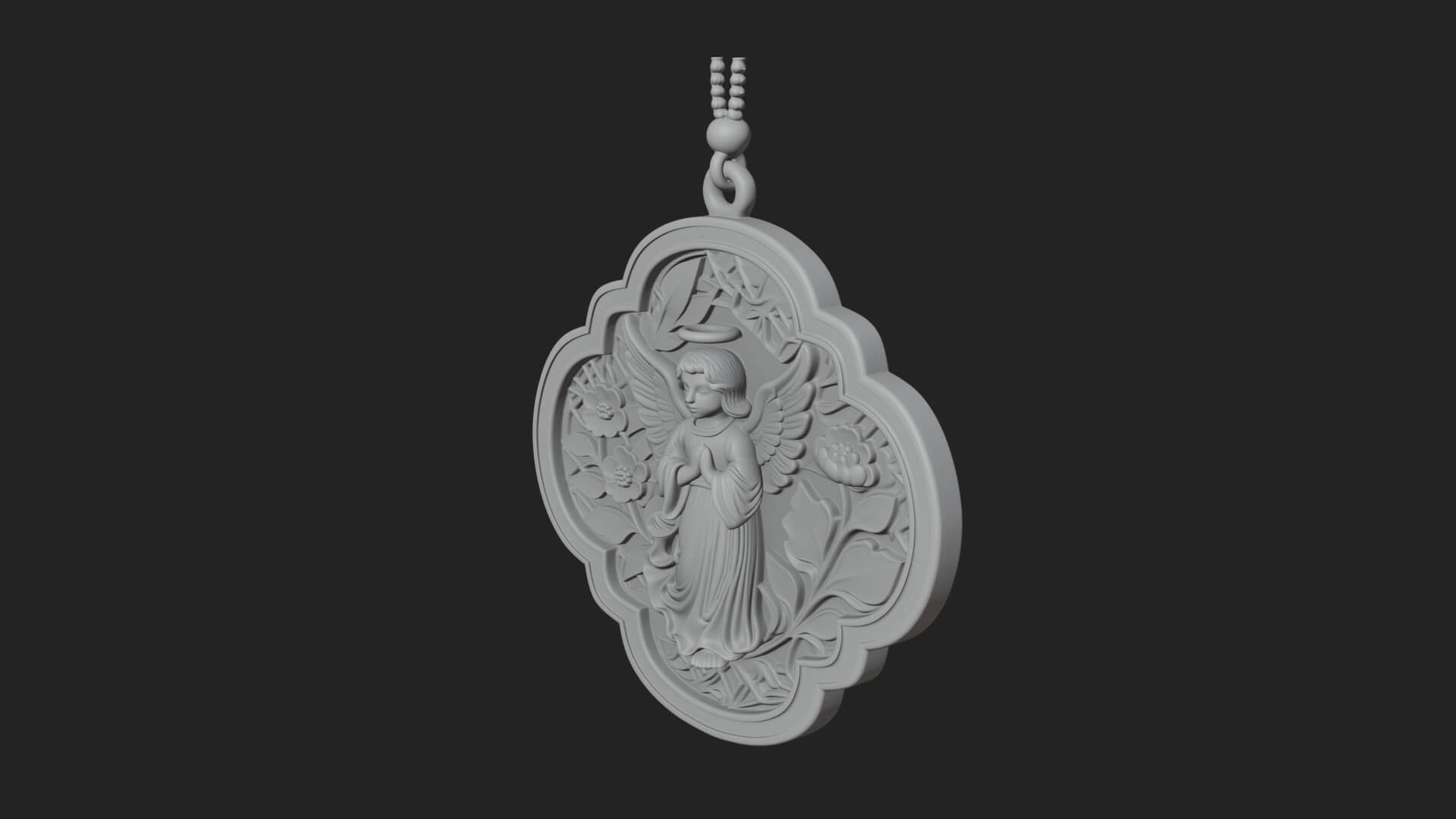 Winged Angel Panel Ornament Design 2 3D Print Model 3D Model