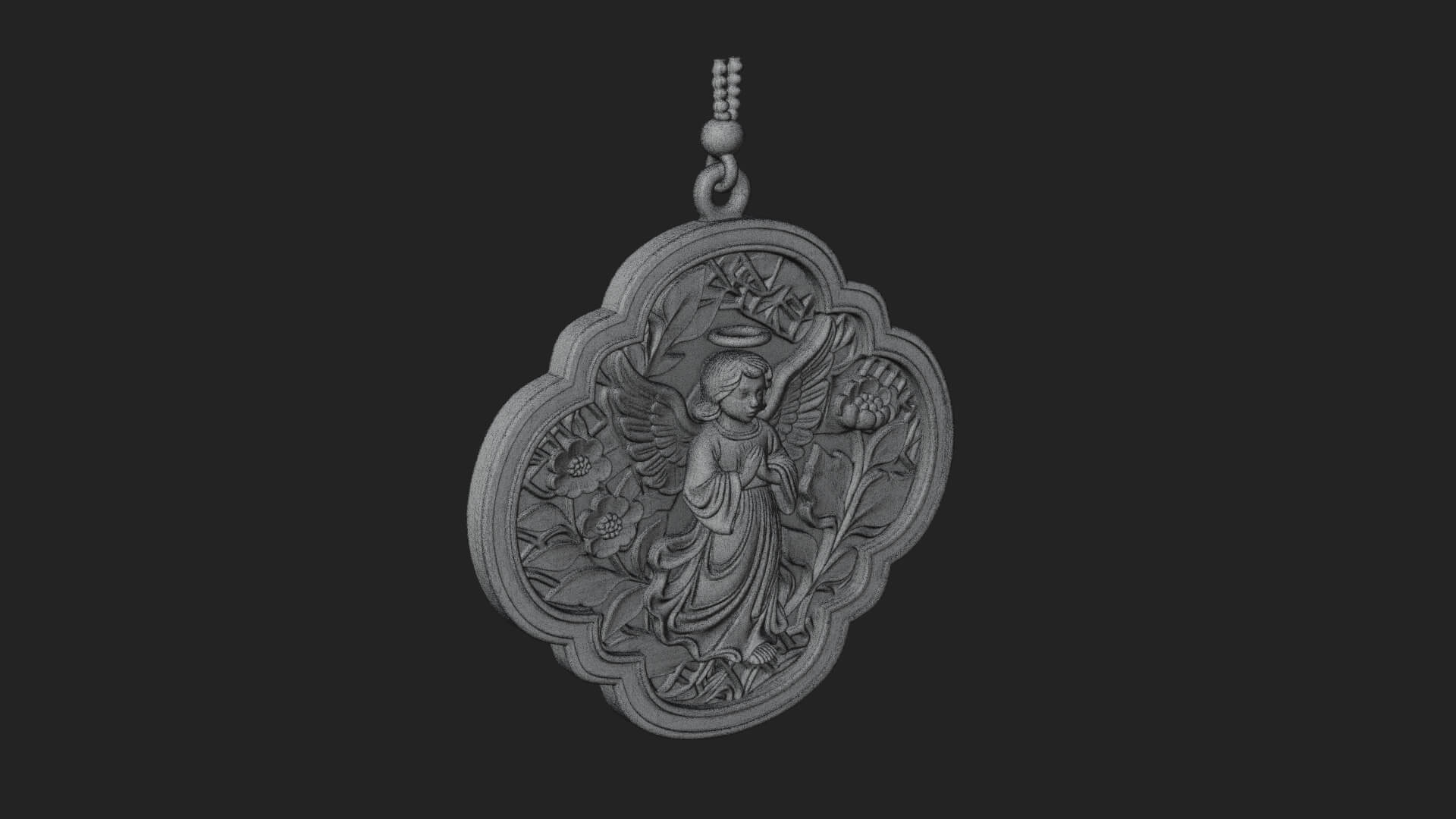 Winged Angel Panel Ornament Design 2 3D Print Model 3D Model