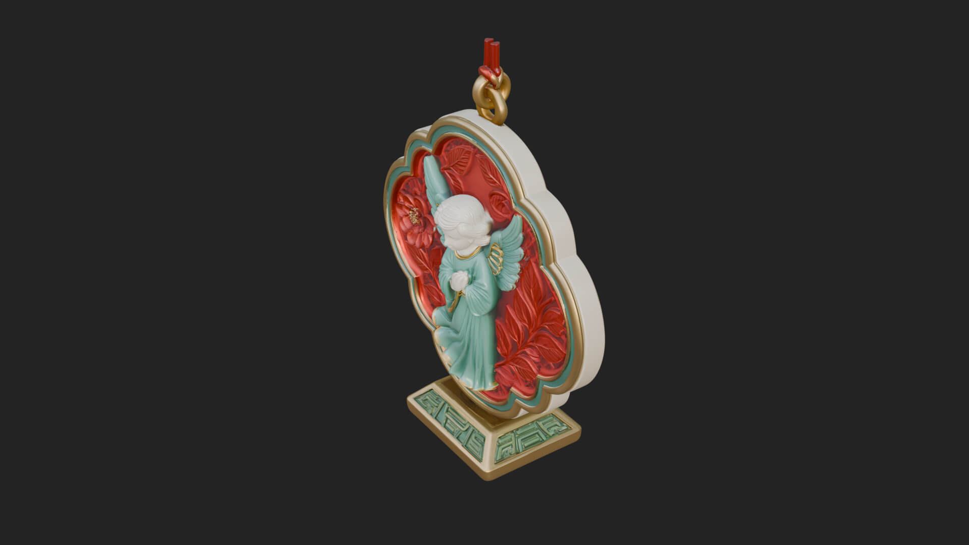 Winged Angel Panel Ornament Design 3 3D Print Model 3D Model
