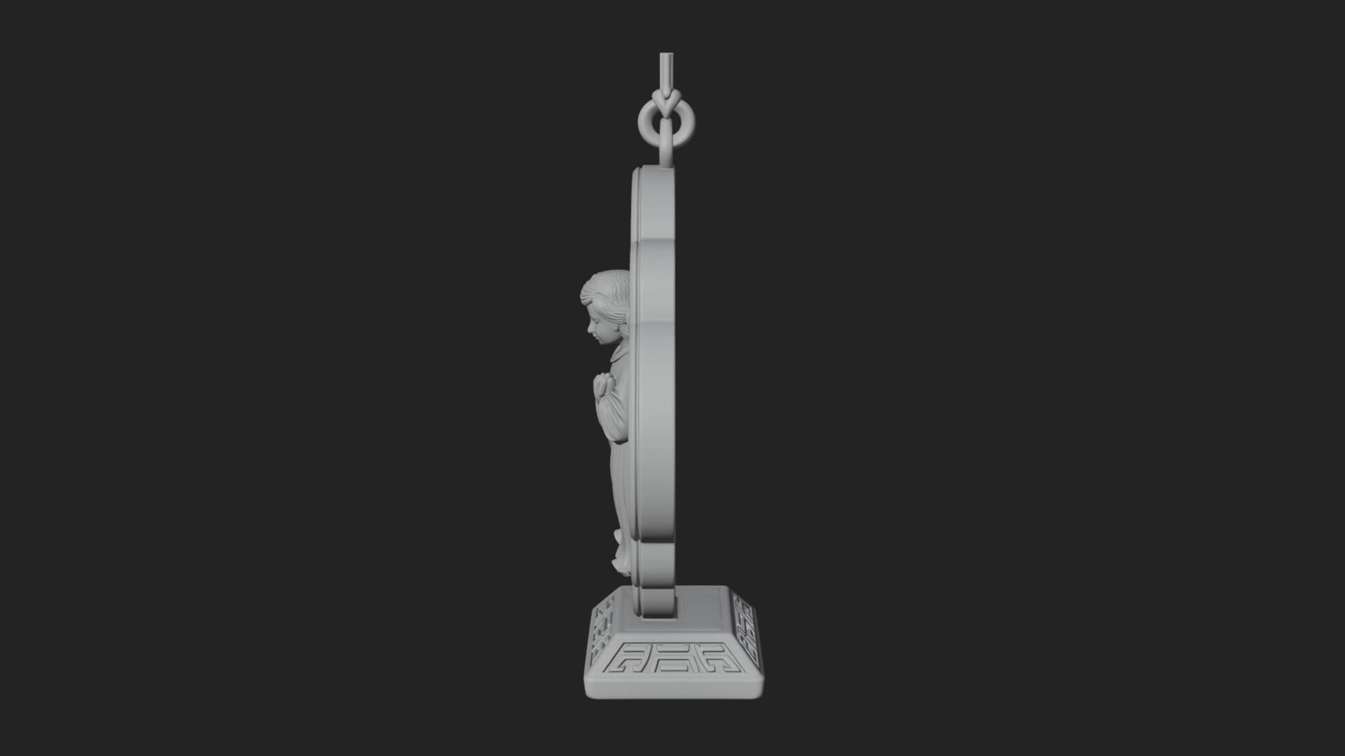 Winged Angel Panel Ornament Design 3 3D Print Model 3D Model