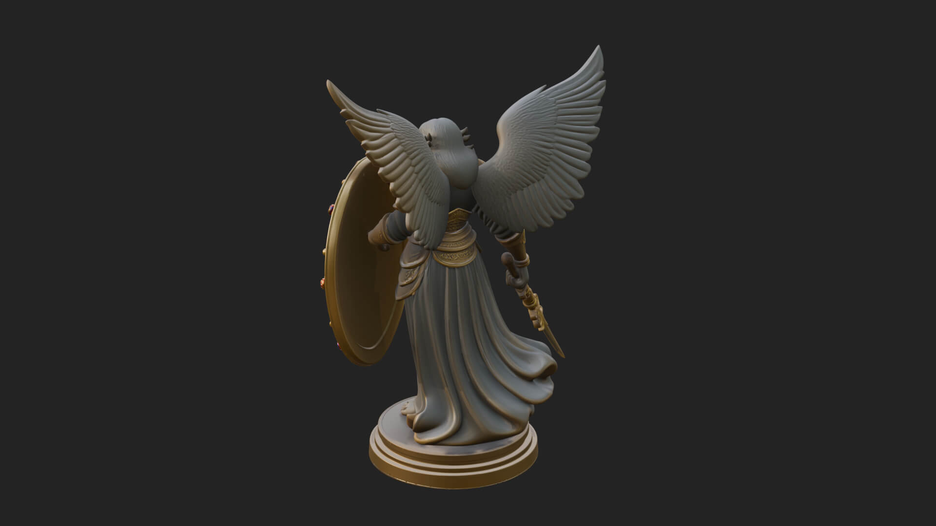 Winged Angel Warrior Woman Statue Design 11 3D Print Model 3D Model