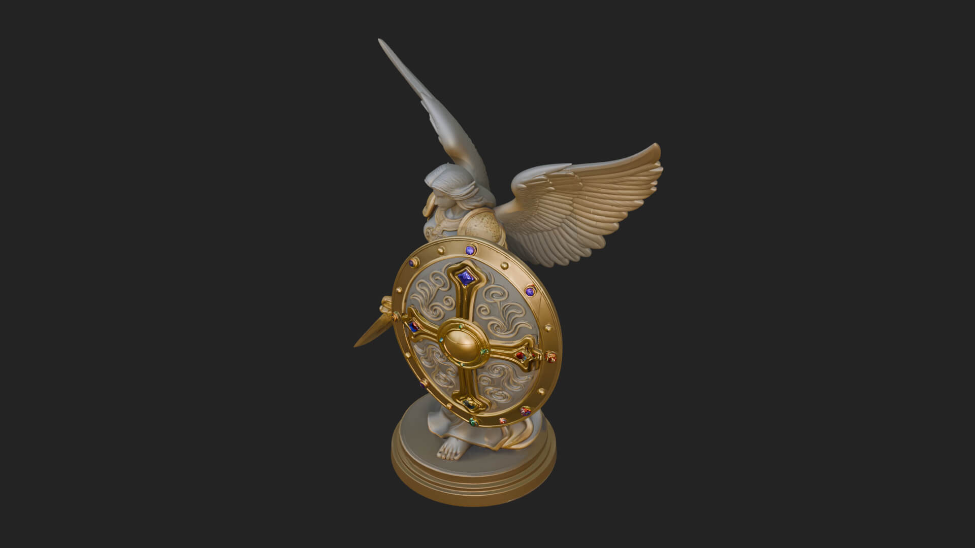 Winged Angel Warrior Woman Statue Design 11 3D Print Model 3D Model