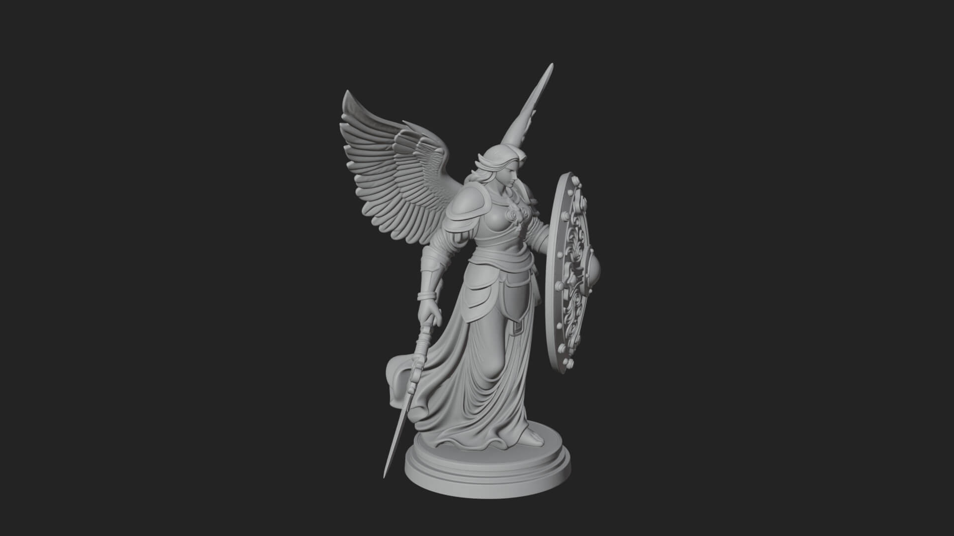 Winged Angel Warrior Woman Statue Design 11 3D Print Model 3D Model