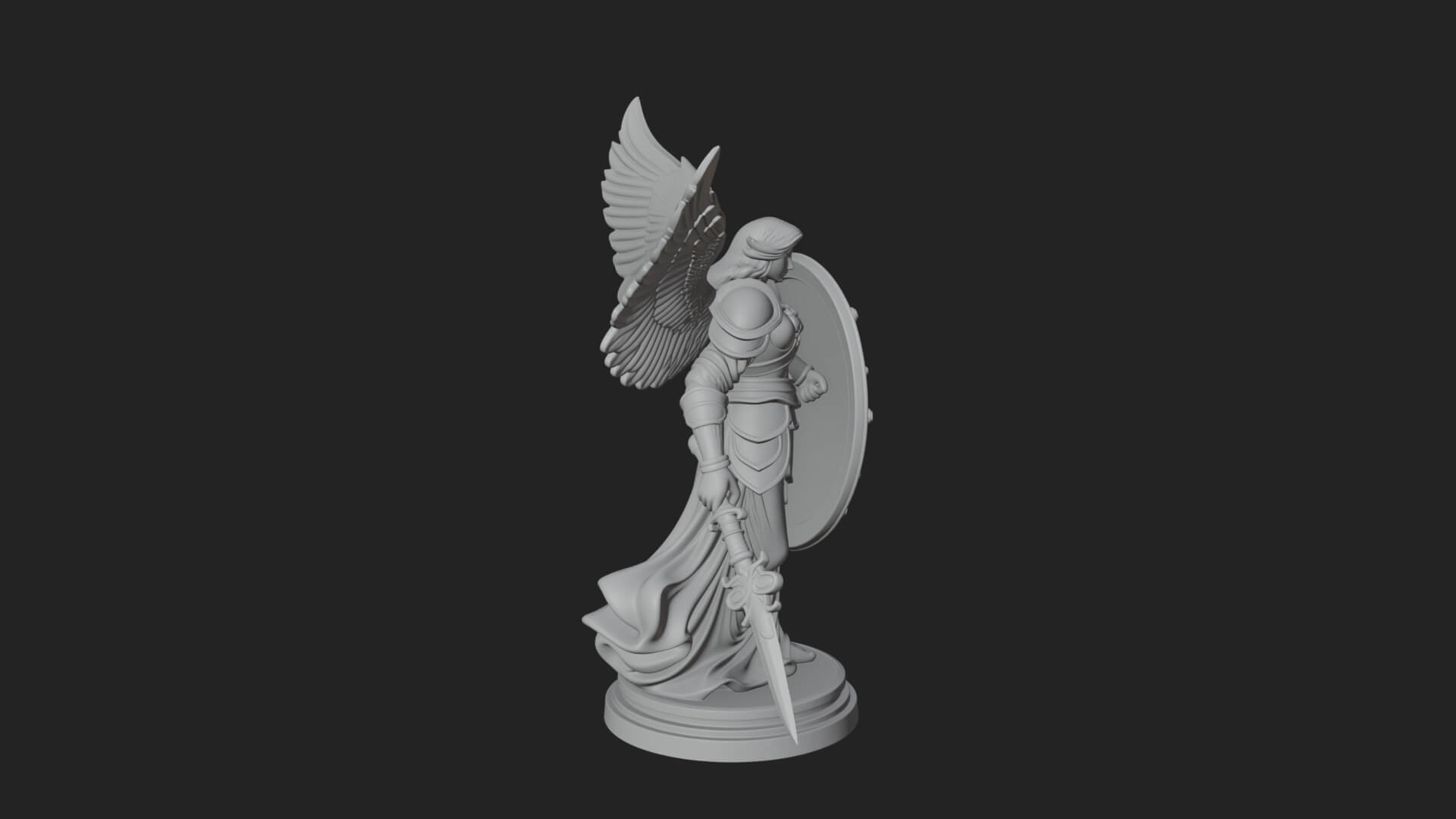 Winged Angel Warrior Woman Statue Design 11 3D Print Model 3D Model