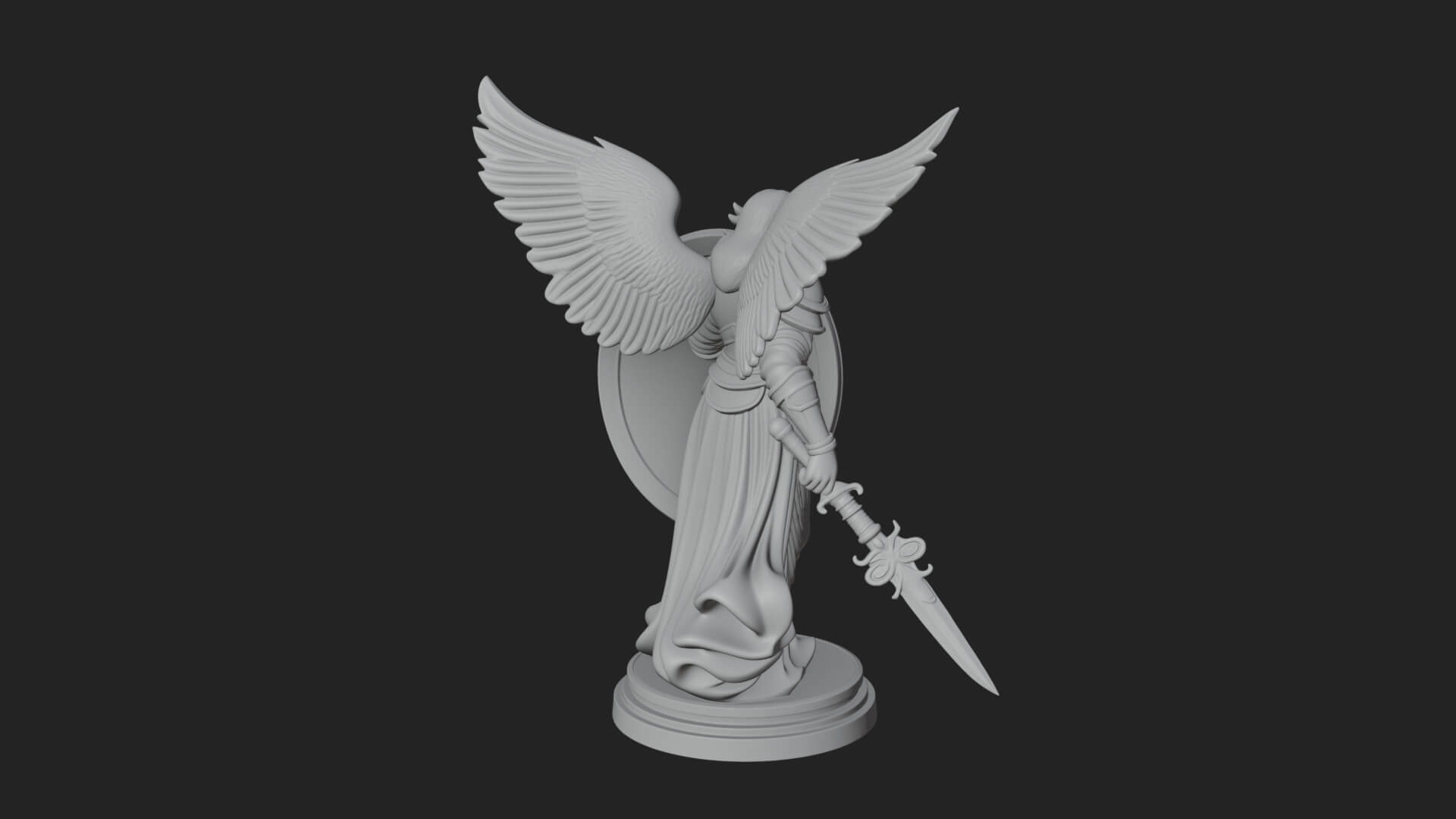 Winged Angel Warrior Woman Statue Design 11 3D Print Model 3D Model
