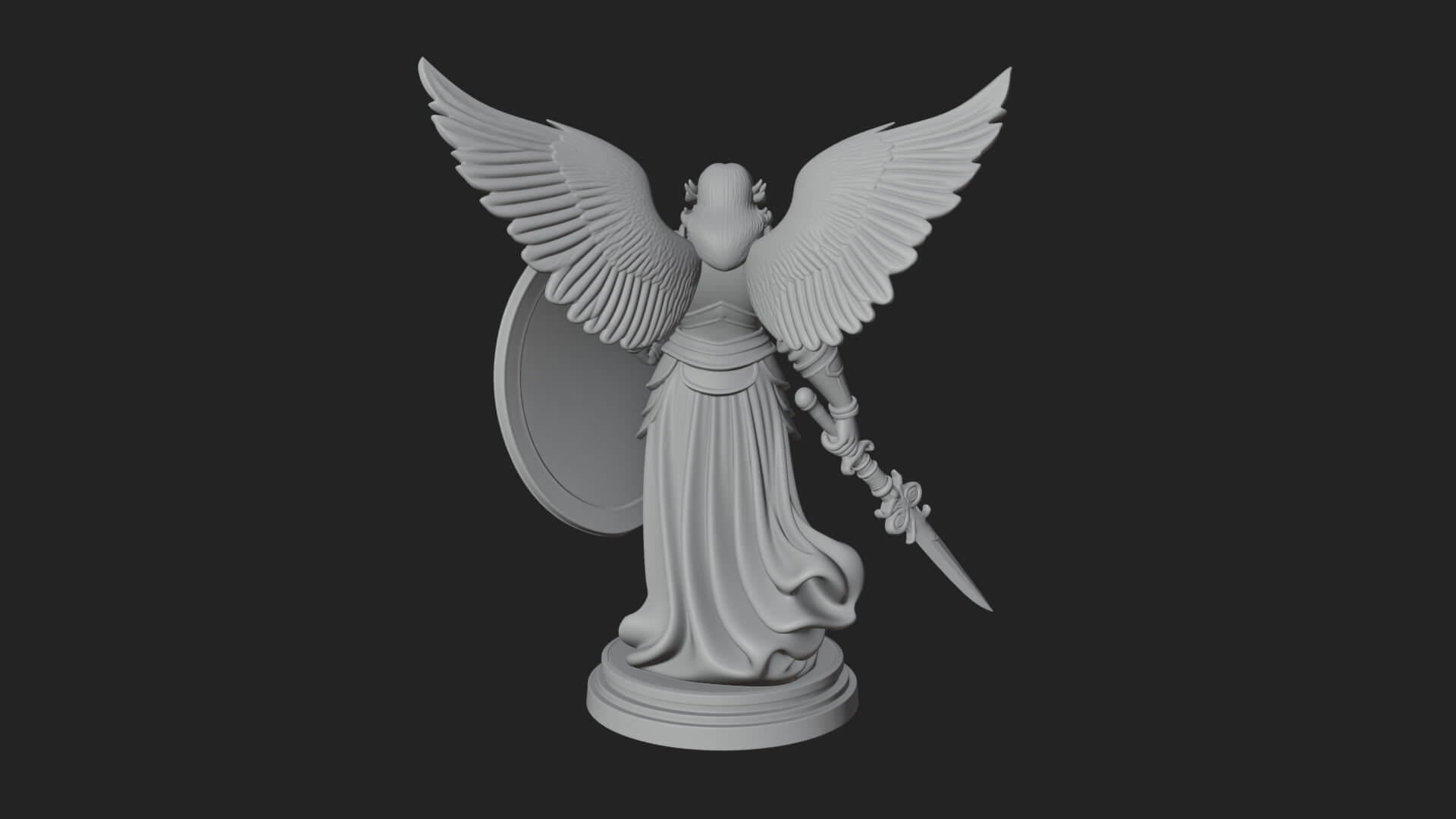 Winged Angel Warrior Woman Statue Design 11 3D Print Model 3D Model