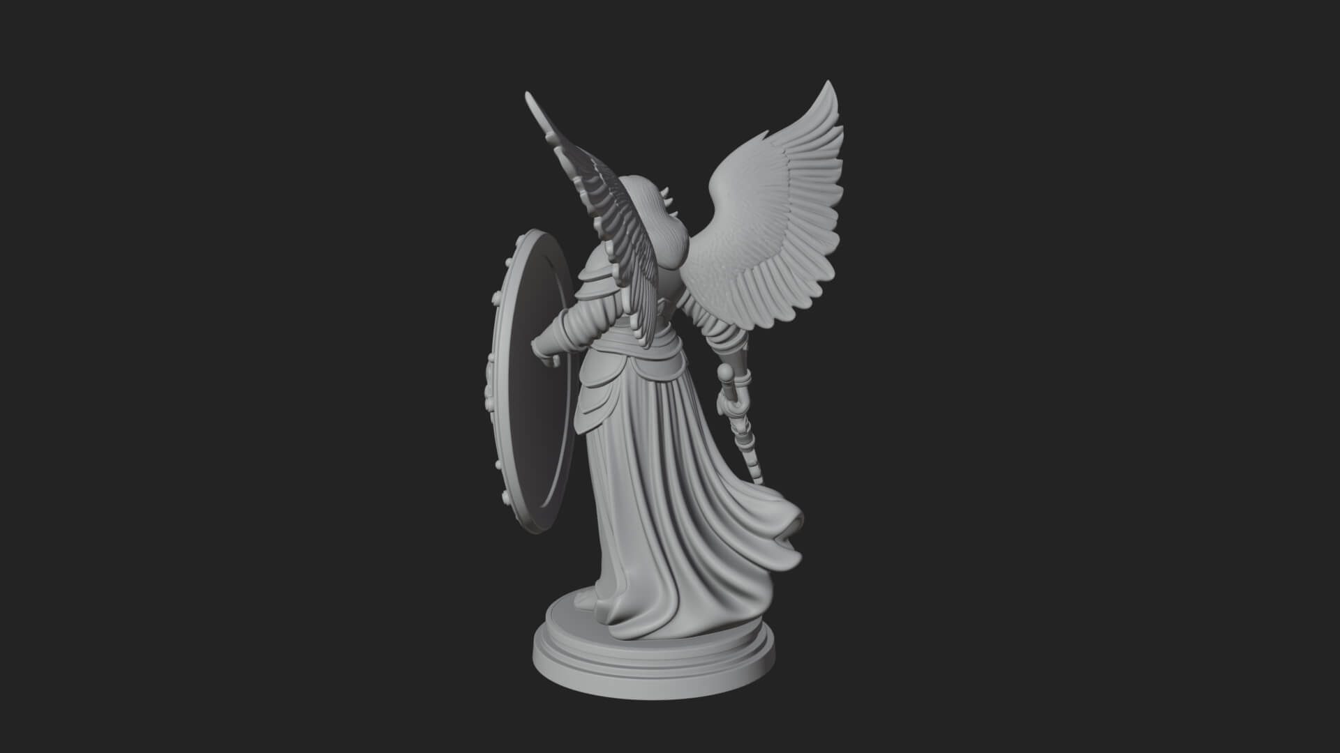 Winged Angel Warrior Woman Statue Design 11 3D Print Model 3D Model
