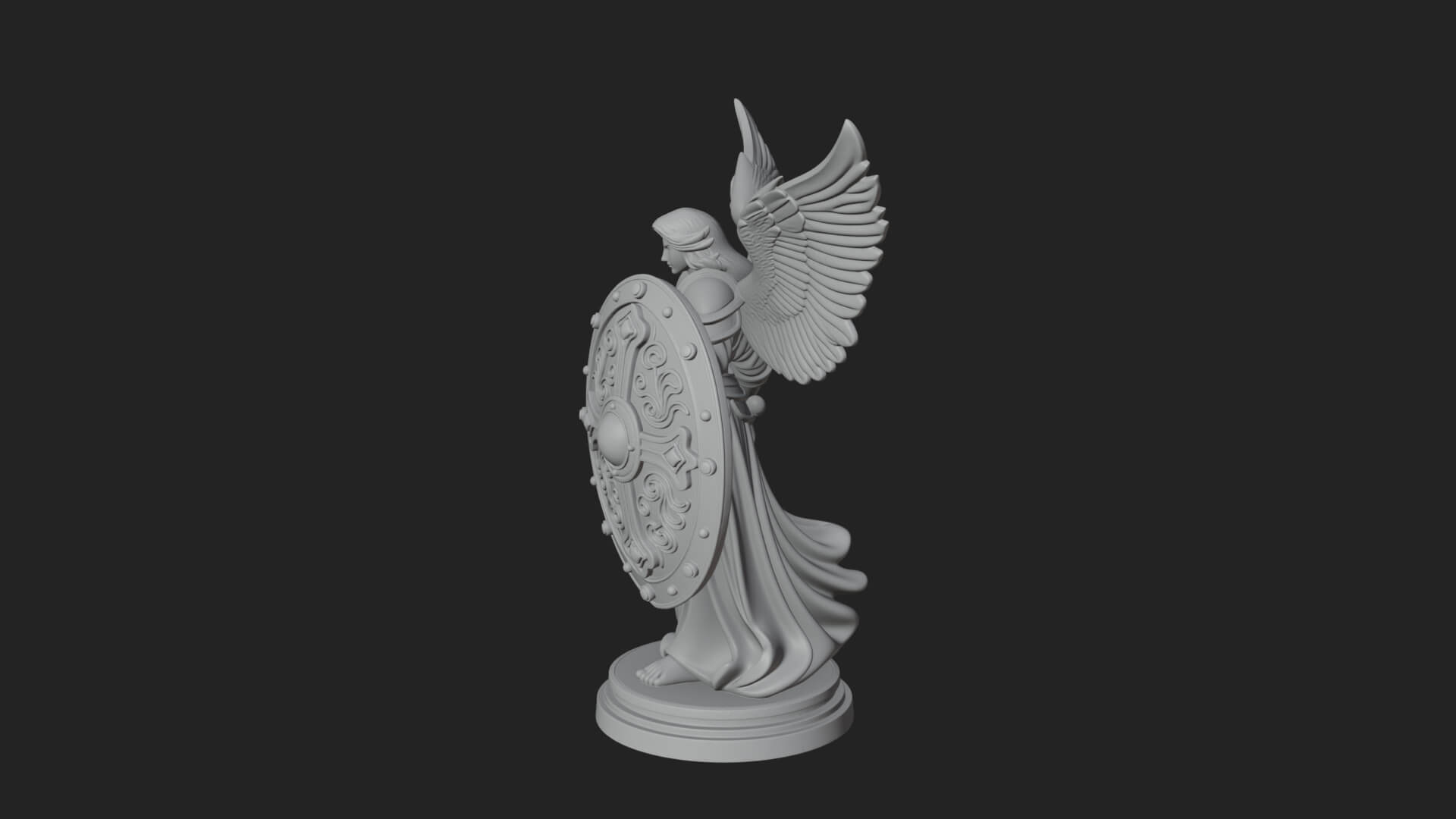 Winged Angel Warrior Woman Statue Design 11 3D Print Model 3D Model