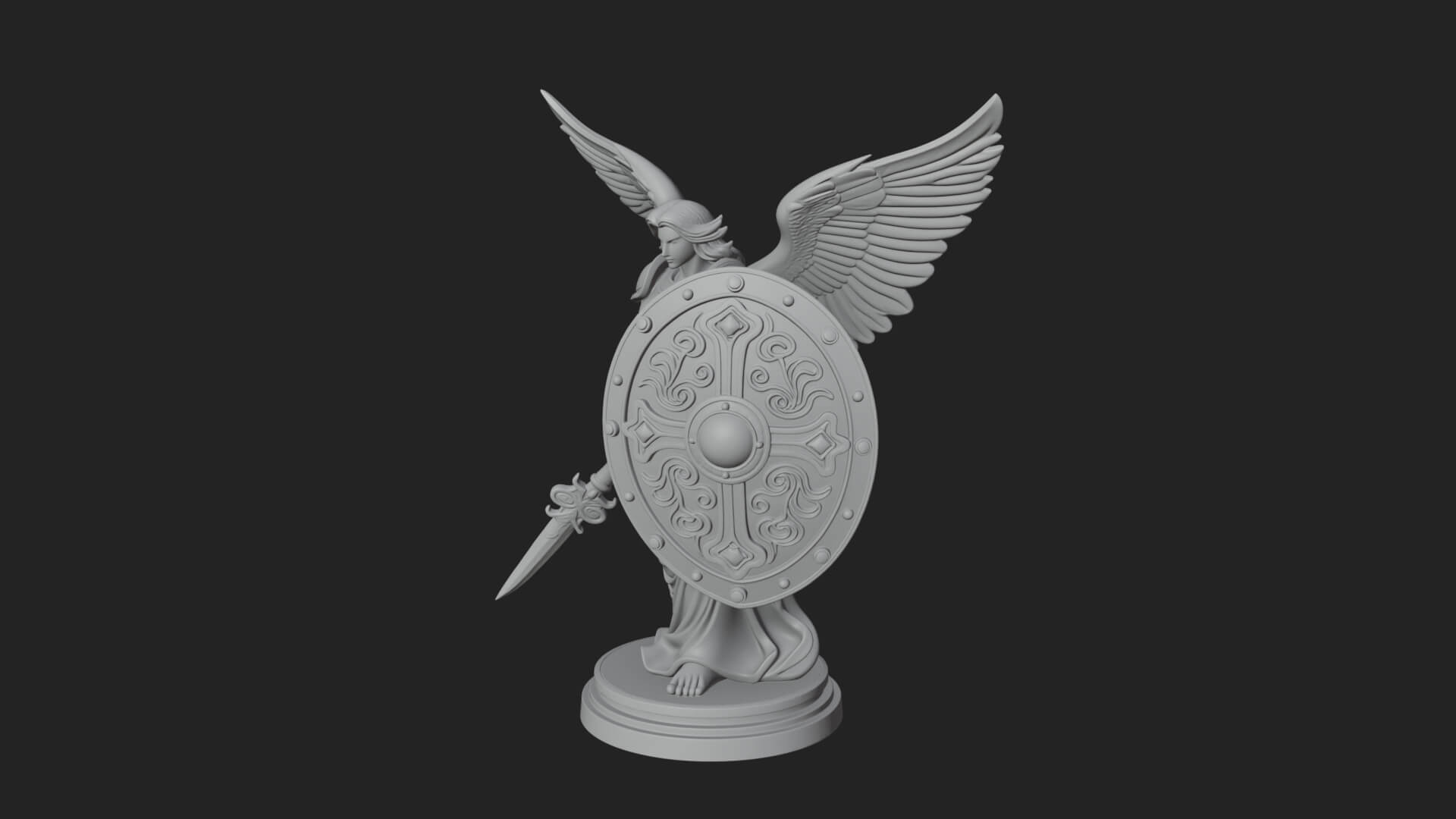 Winged Angel Warrior Woman Statue Design 11 3D Print Model 3D Model