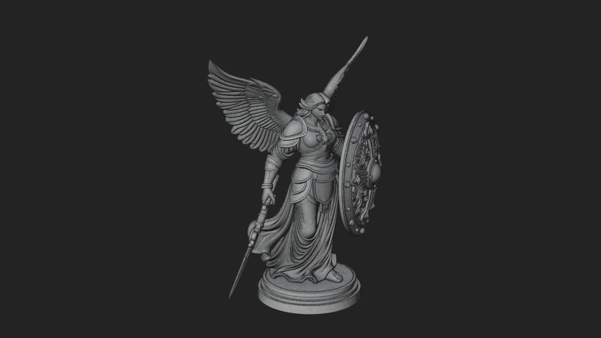 Winged Angel Warrior Woman Statue Design 11 3D Print Model 3D Model