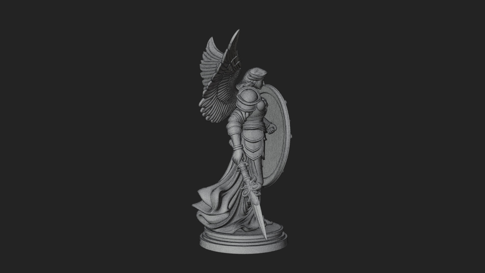 Winged Angel Warrior Woman Statue Design 11 3D Print Model 3D Model