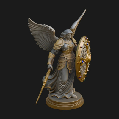 Winged Angel Warrior Woman Statue Design 11 3D Print Model