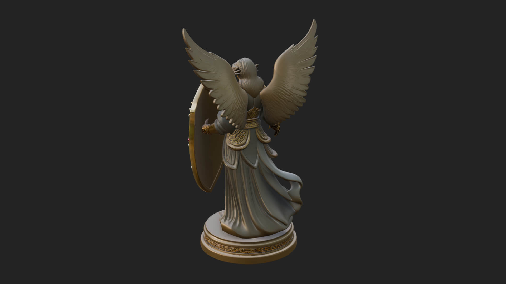 Winged Angel Warrior Woman Statue Design 12 3D Print Model 3D Model