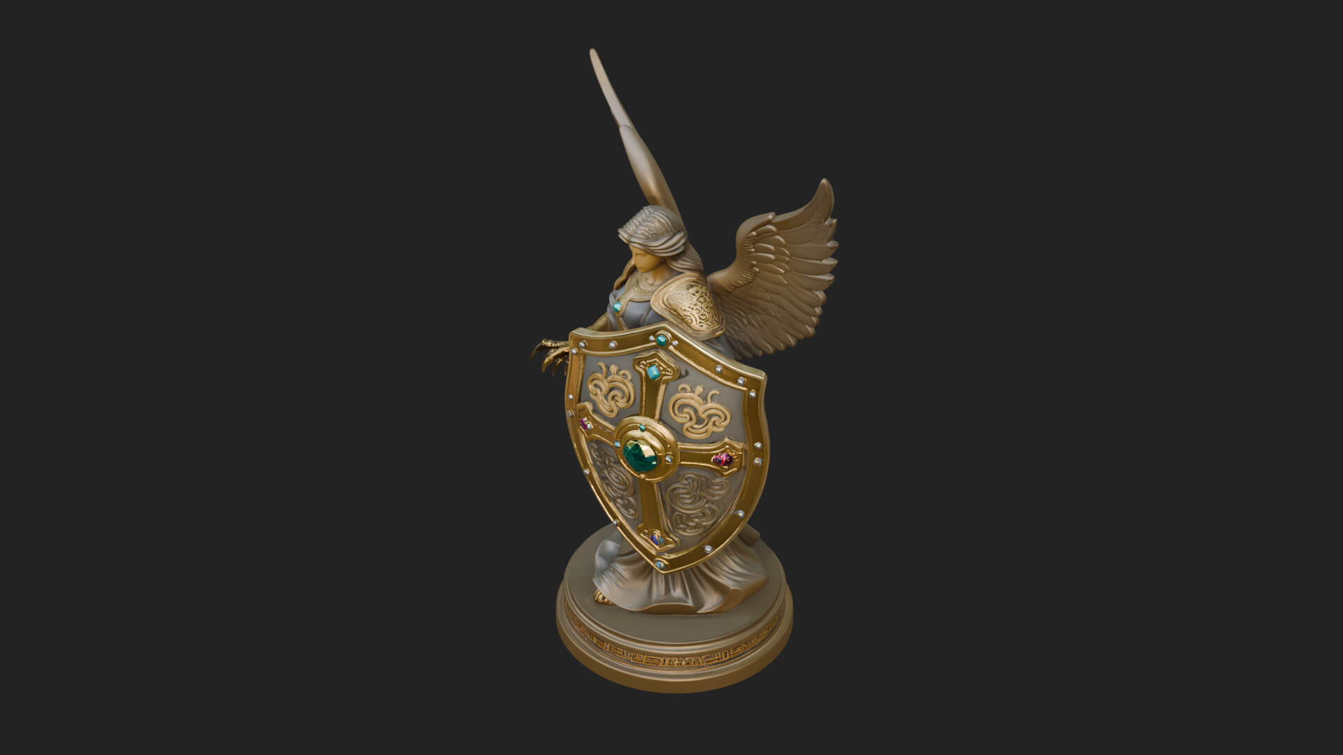Winged Angel Warrior Woman Statue Design 12 3D Print Model 3D Model