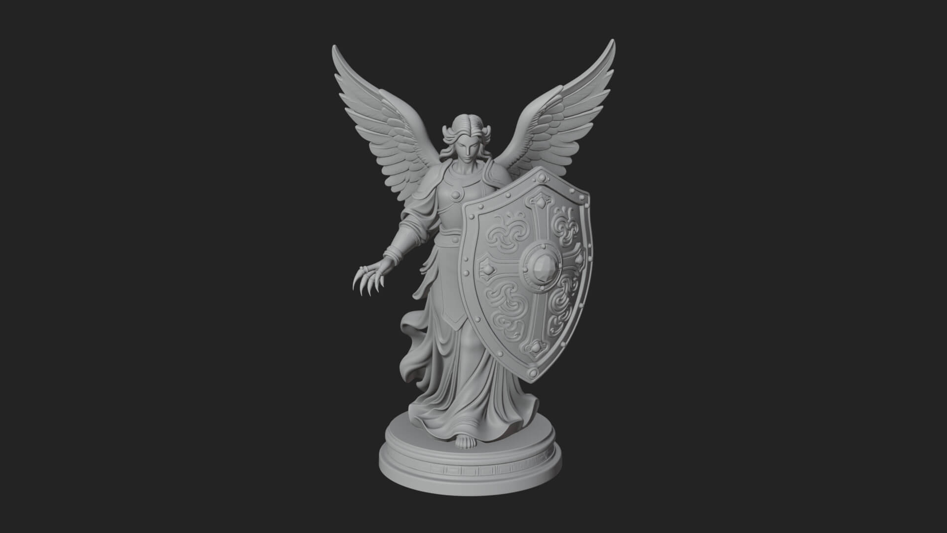 Winged Angel Warrior Woman Statue Design 12 3D Print Model 3D Model