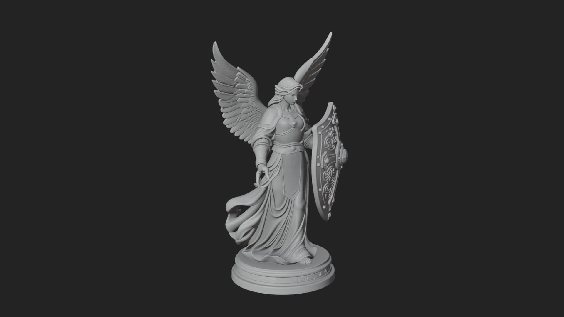 Winged Angel Warrior Woman Statue Design 12 3D Print Model 3D Model