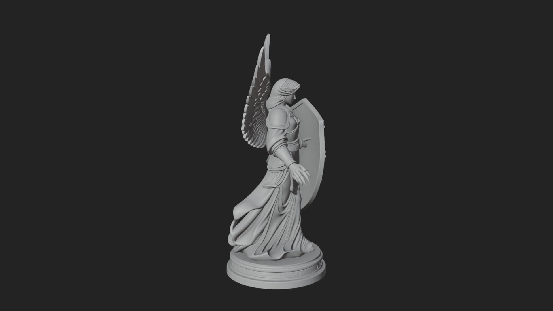 Winged Angel Warrior Woman Statue Design 12 3D Print Model 3D Model