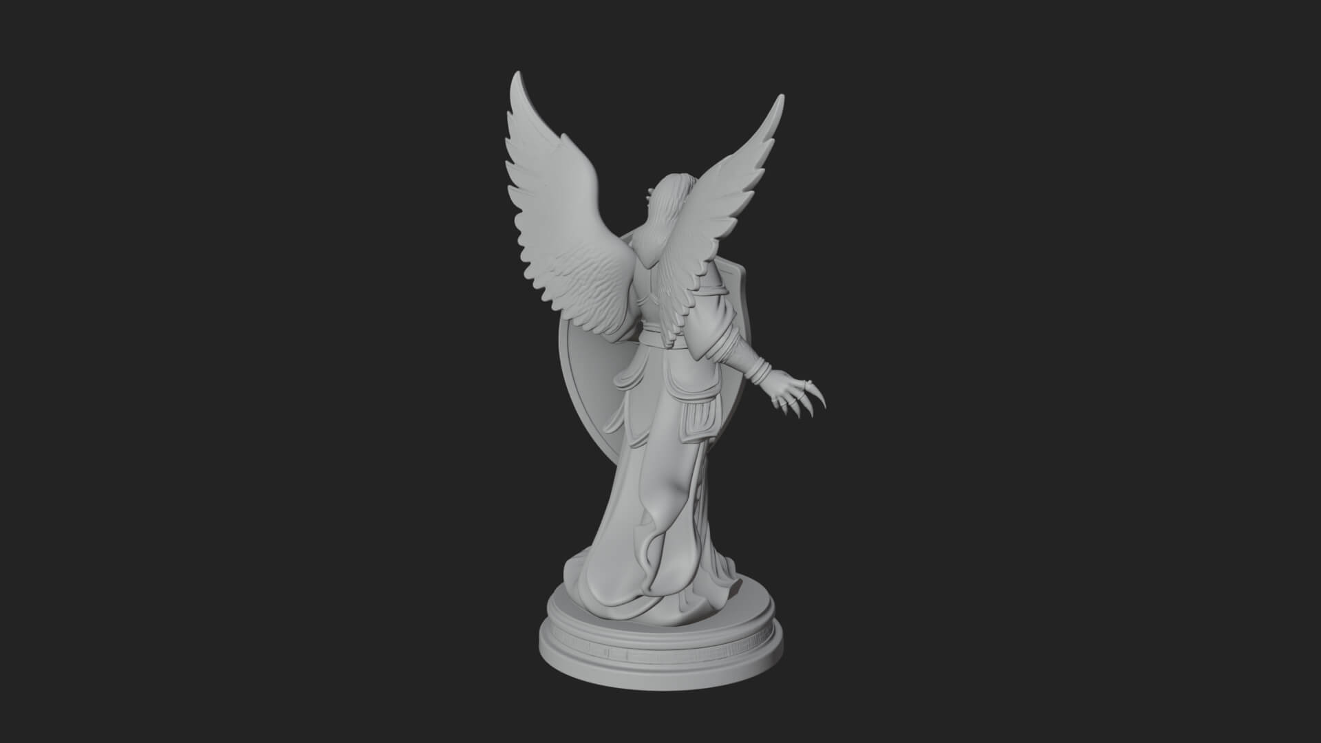 Winged Angel Warrior Woman Statue Design 12 3D Print Model 3D Model