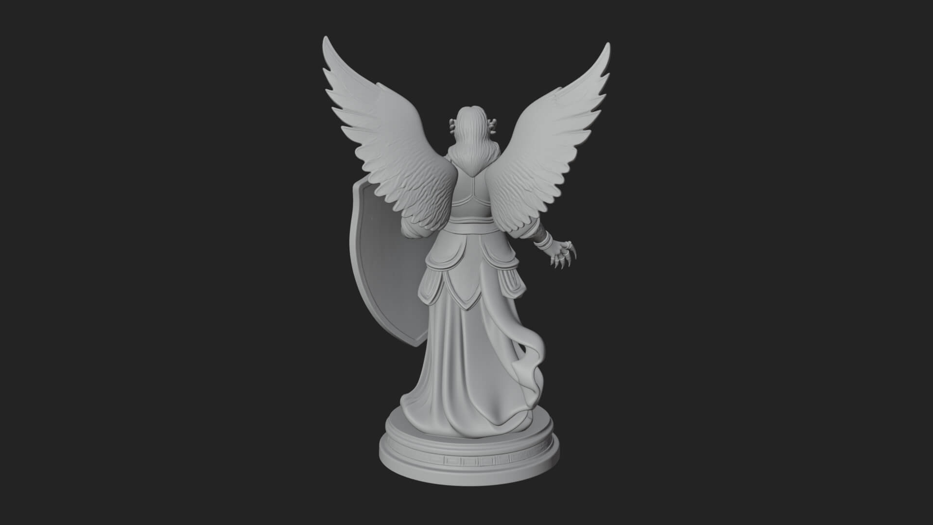 Winged Angel Warrior Woman Statue Design 12 3D Print Model 3D Model