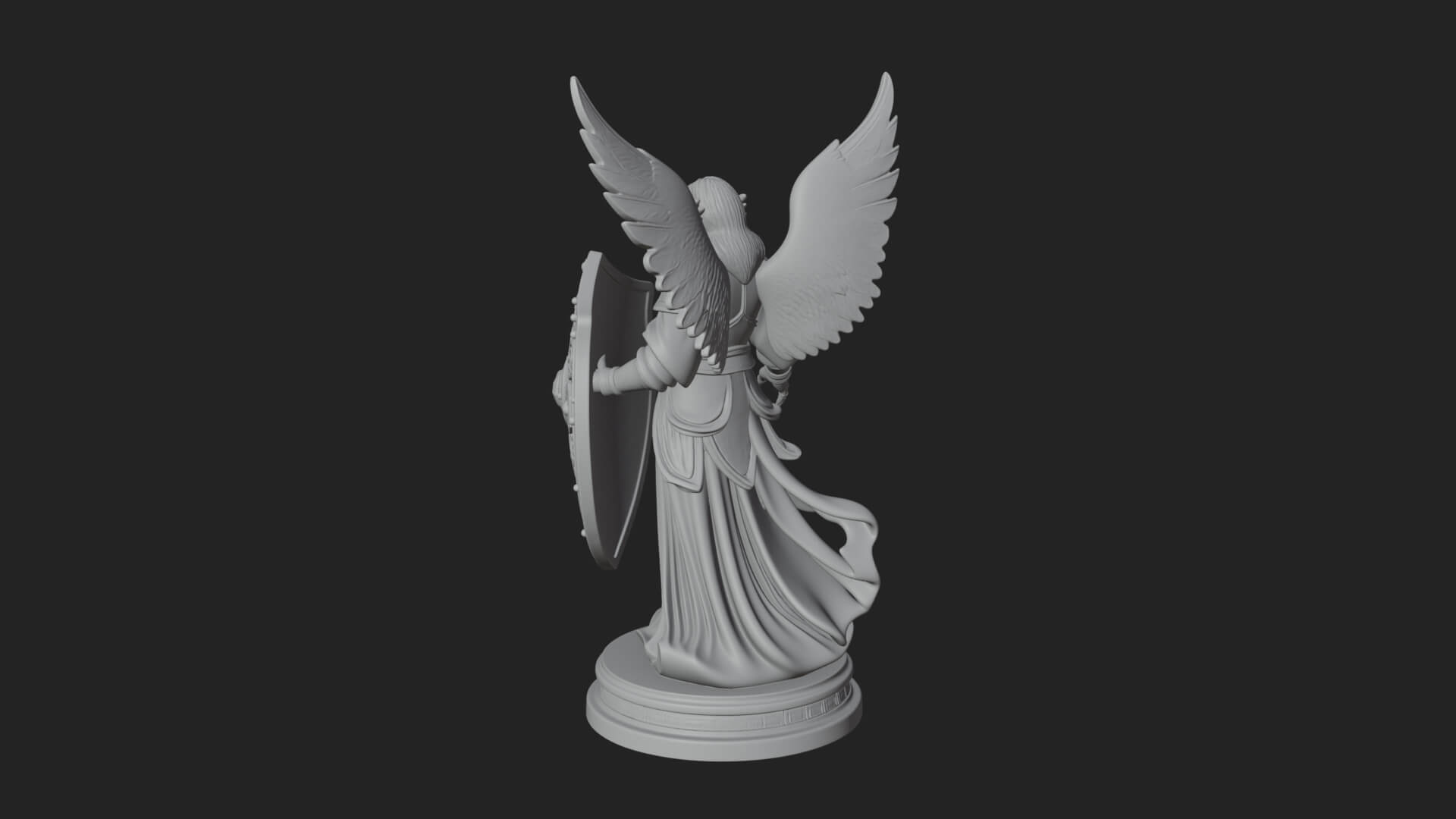 Winged Angel Warrior Woman Statue Design 12 3D Print Model 3D Model