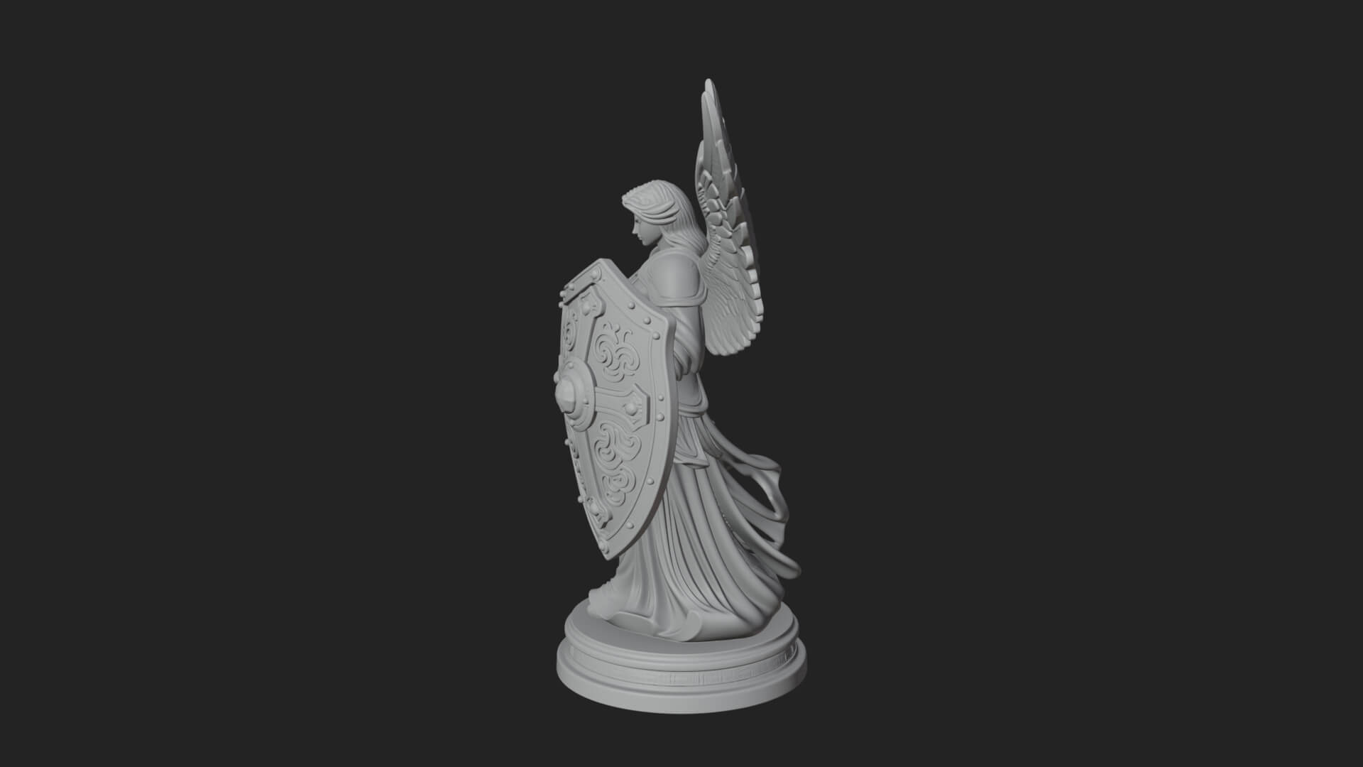 Winged Angel Warrior Woman Statue Design 12 3D Print Model 3D Model