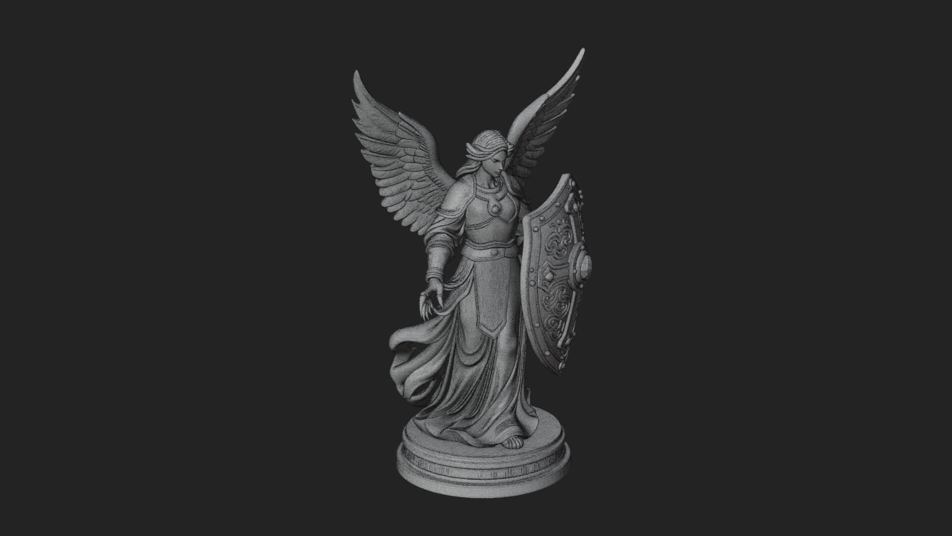 Winged Angel Warrior Woman Statue Design 12 3D Print Model 3D Model