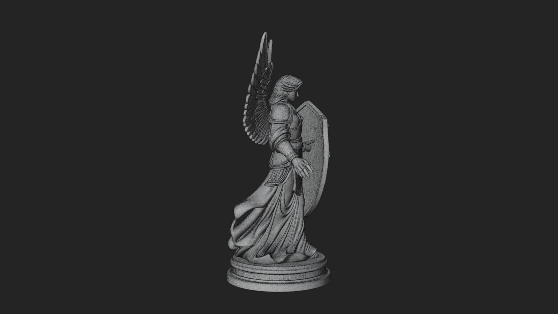 Winged Angel Warrior Woman Statue Design 12 3D Print Model 3D Model
