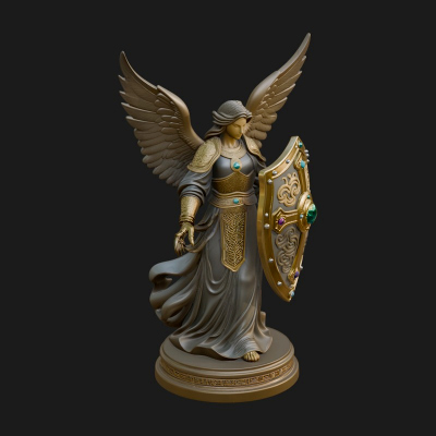 Winged Angel Warrior Woman Statue Design 12 3D Print Model