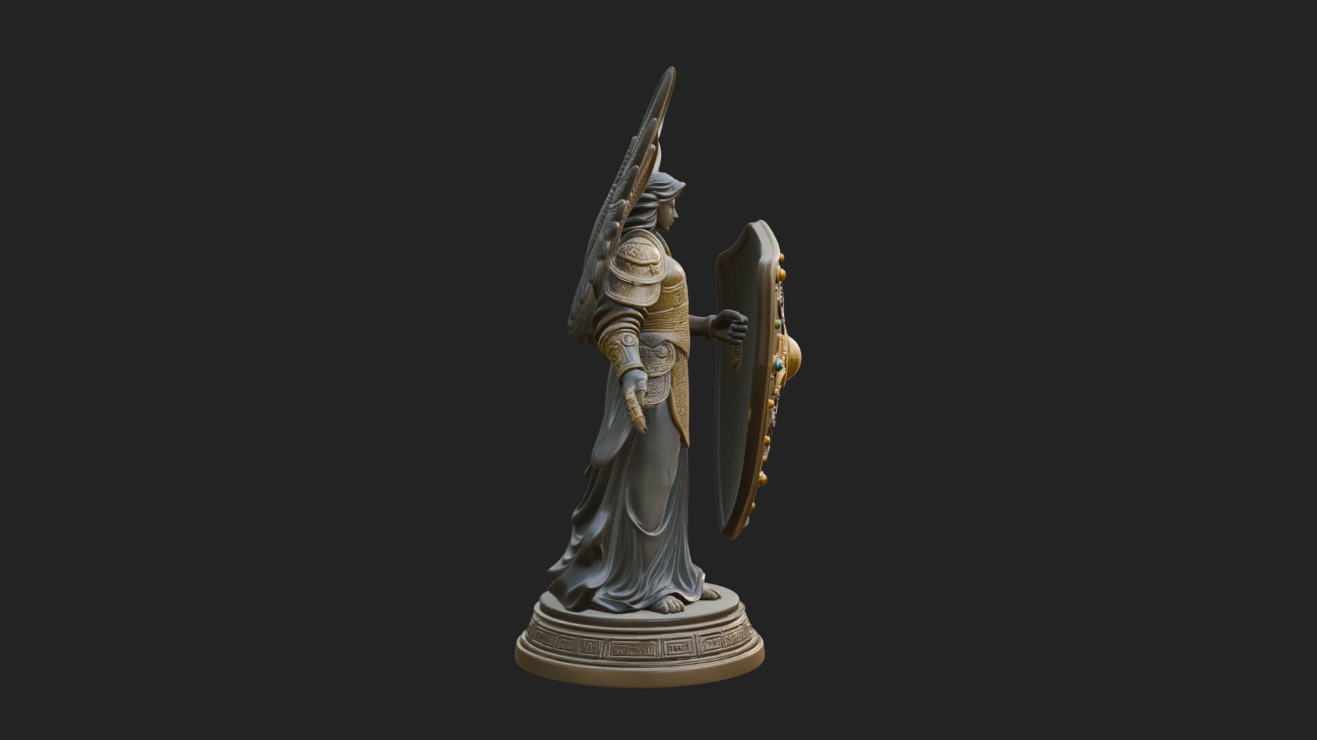 Winged Angel Warrior Woman Statue Design 13 3D Print Model 3D Model