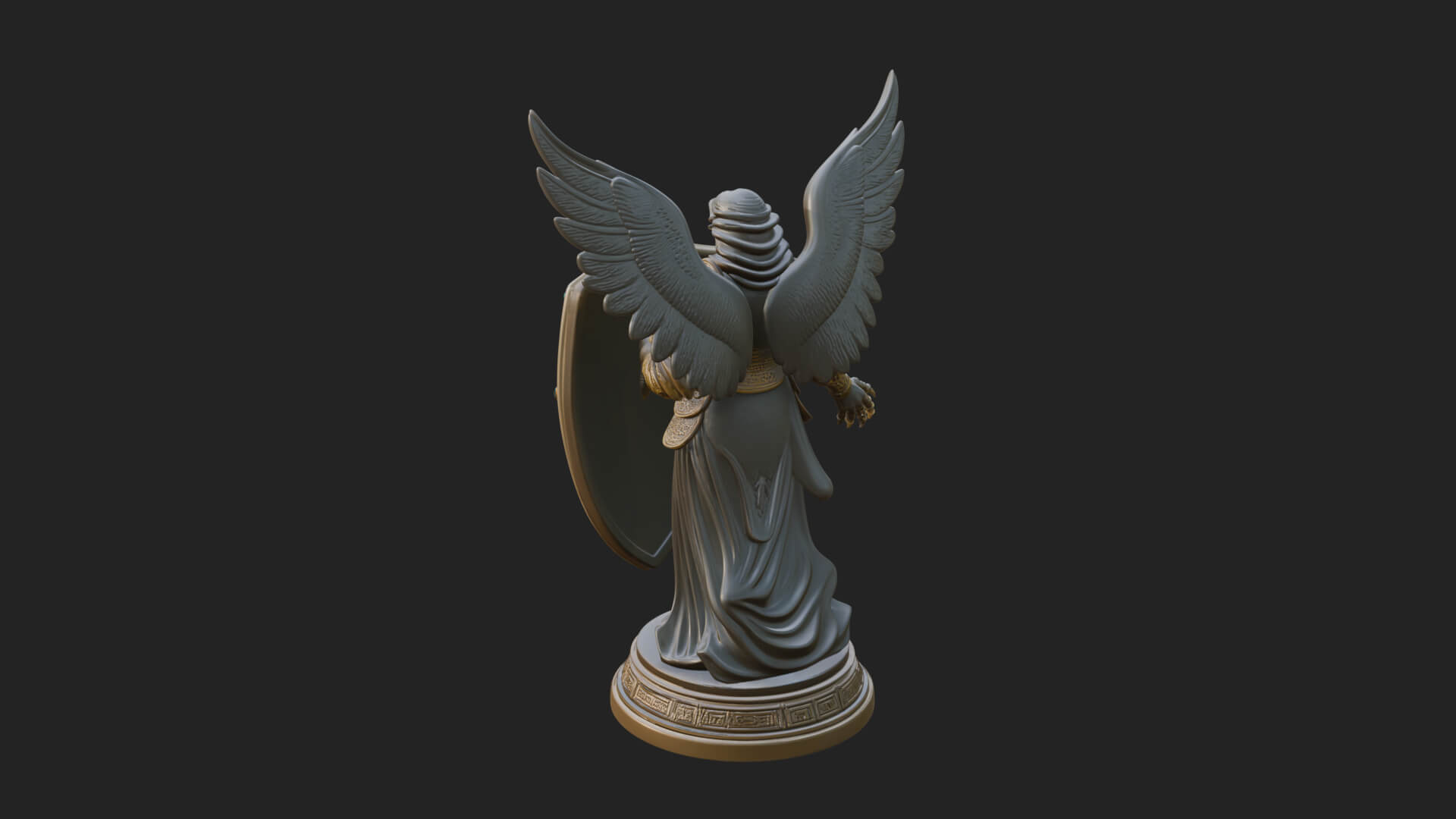 Winged Angel Warrior Woman Statue Design 13 3D Print Model 3D Model
