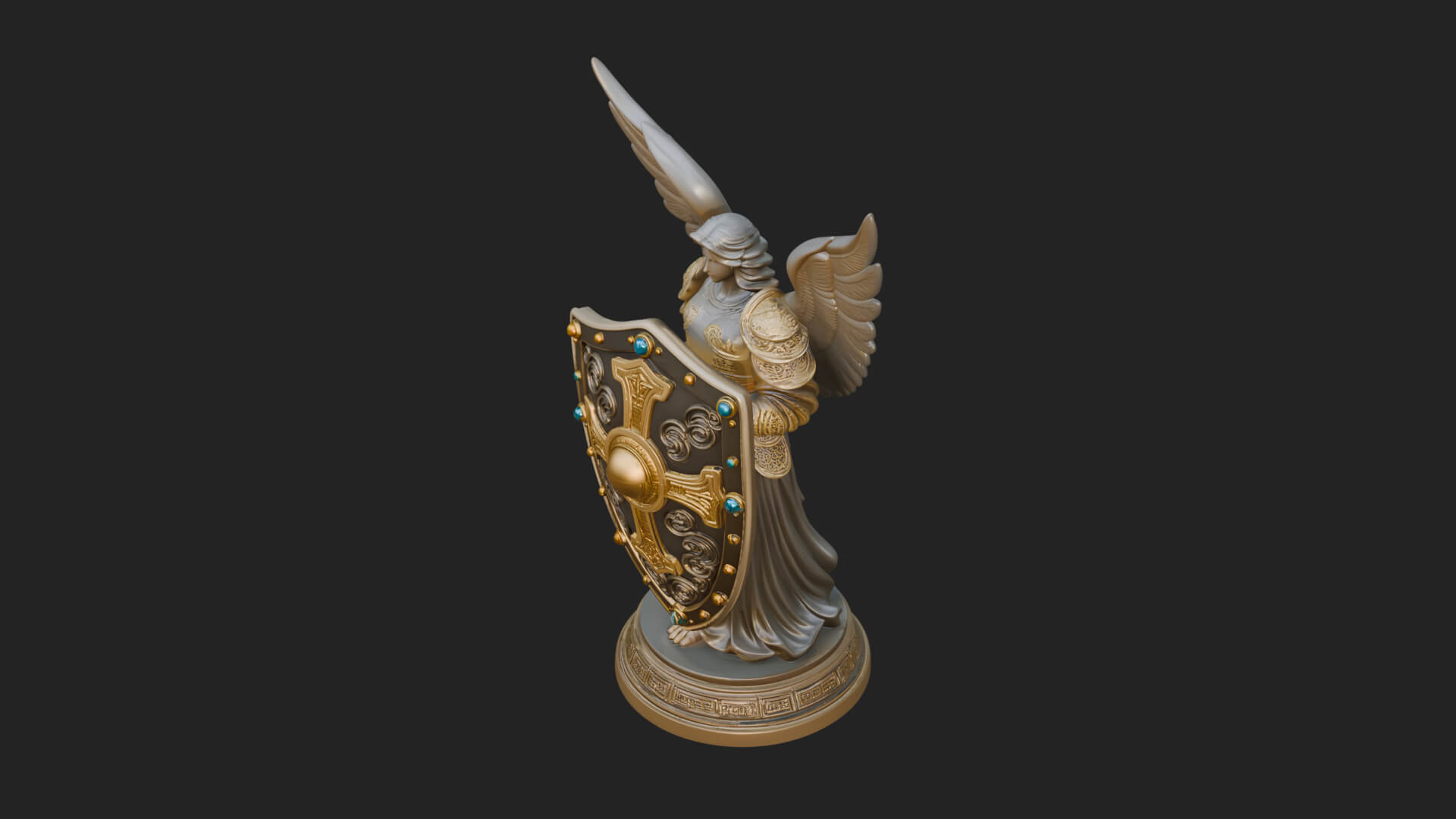 Winged Angel Warrior Woman Statue Design 13 3D Print Model 3D Model