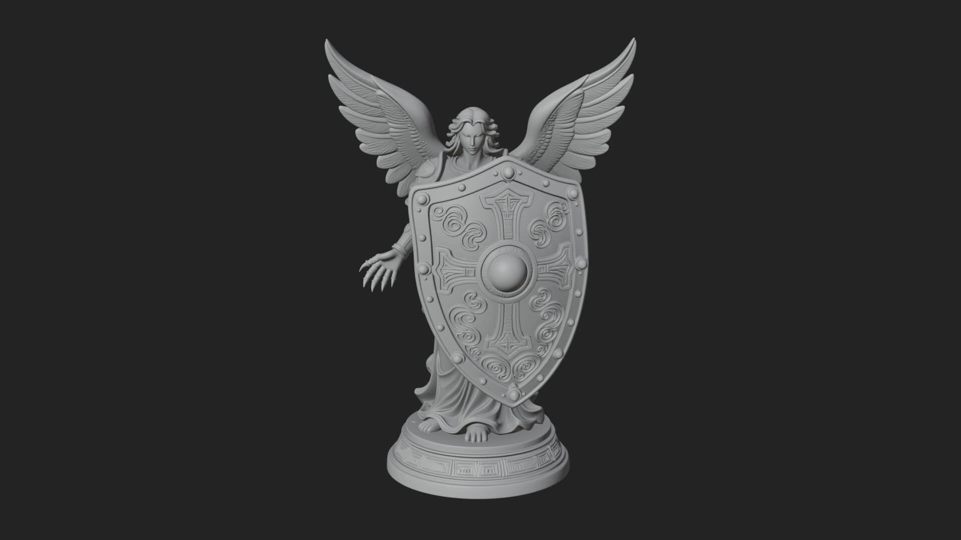 Winged Angel Warrior Woman Statue Design 13 3D Print Model 3D Model