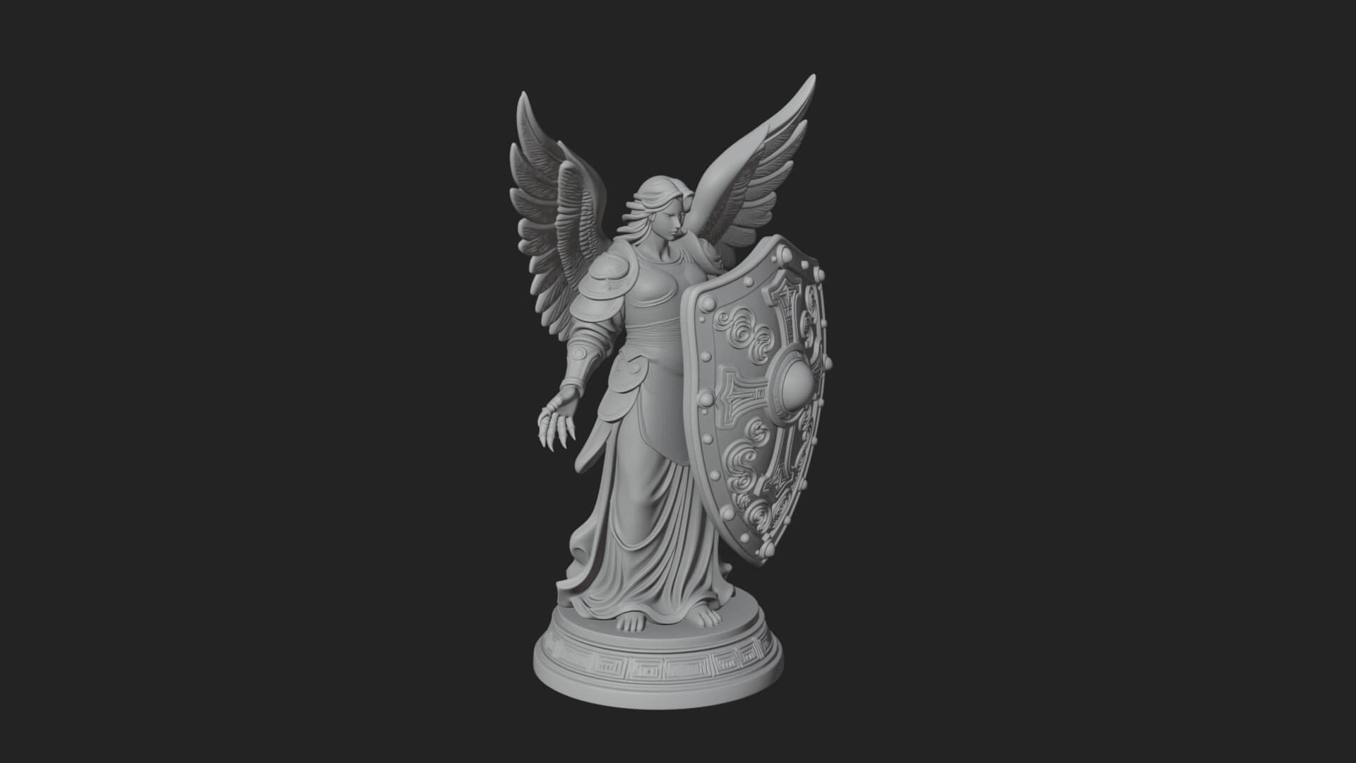 Winged Angel Warrior Woman Statue Design 13 3D Print Model 3D Model