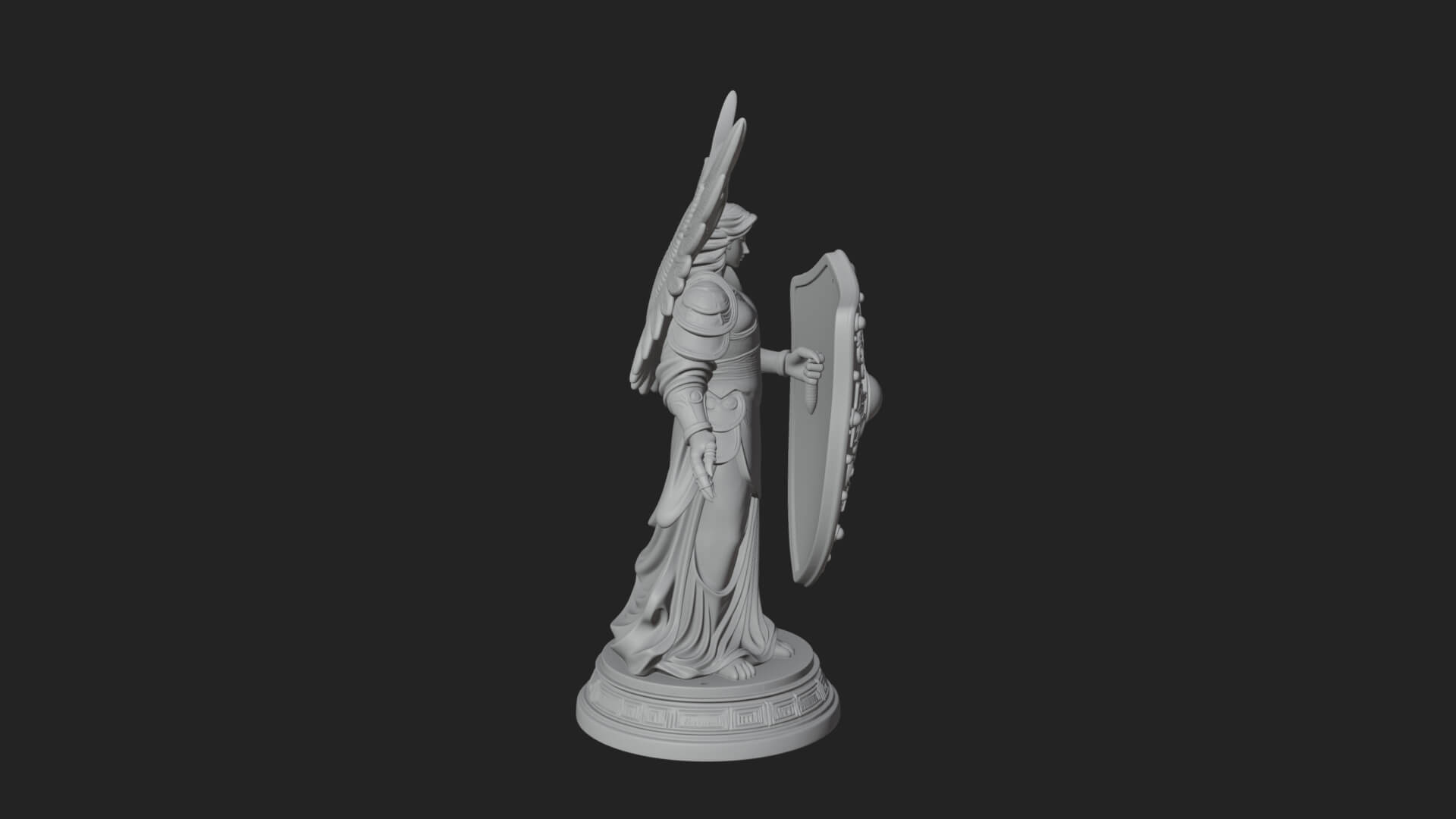 Winged Angel Warrior Woman Statue Design 13 3D Print Model 3D Model