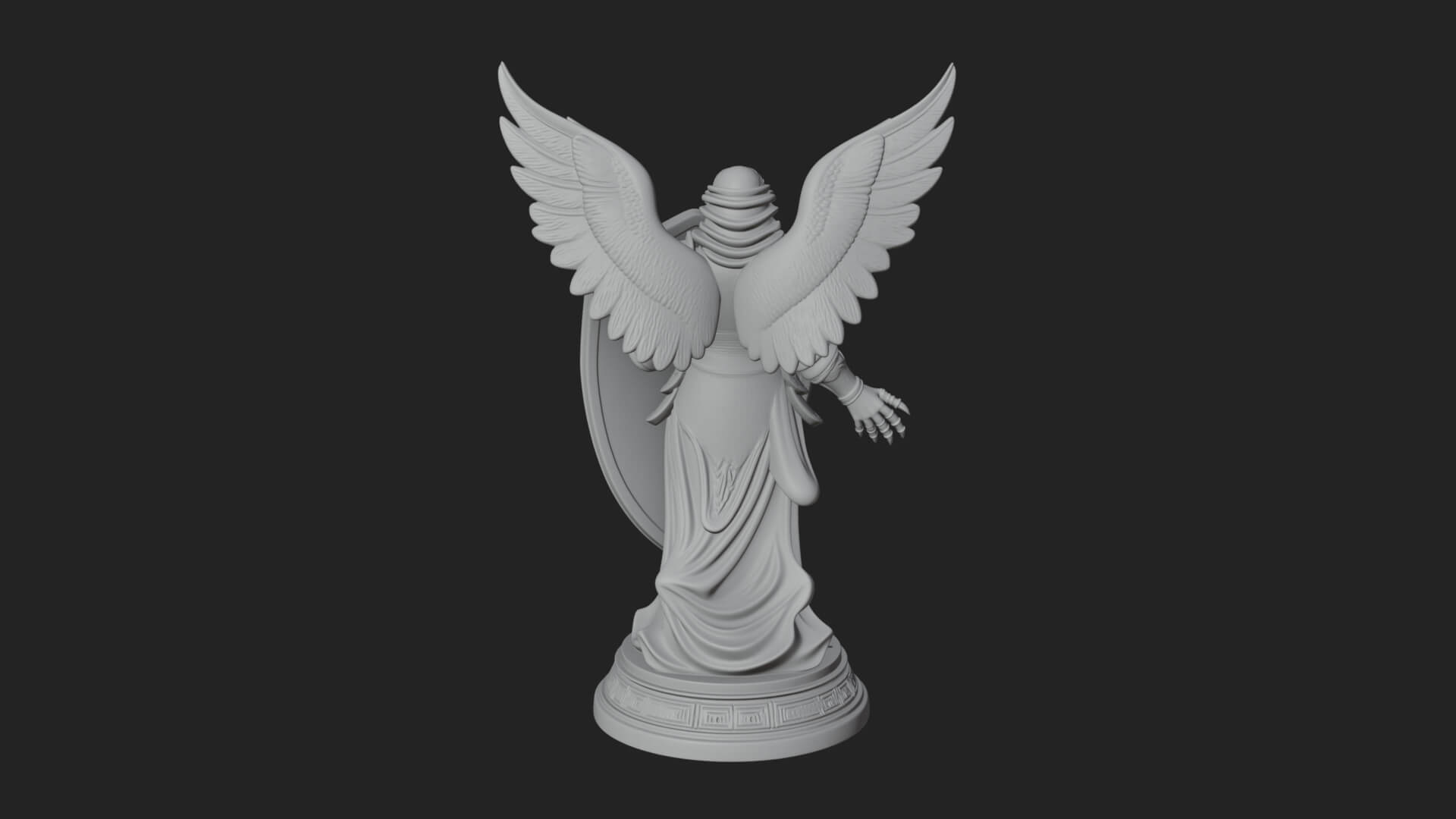 Winged Angel Warrior Woman Statue Design 13 3D Print Model 3D Model