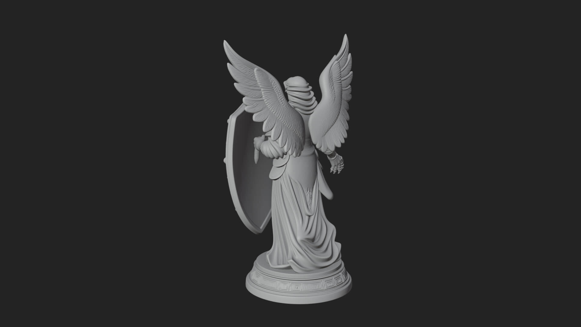 Winged Angel Warrior Woman Statue Design 13 3D Print Model 3D Model