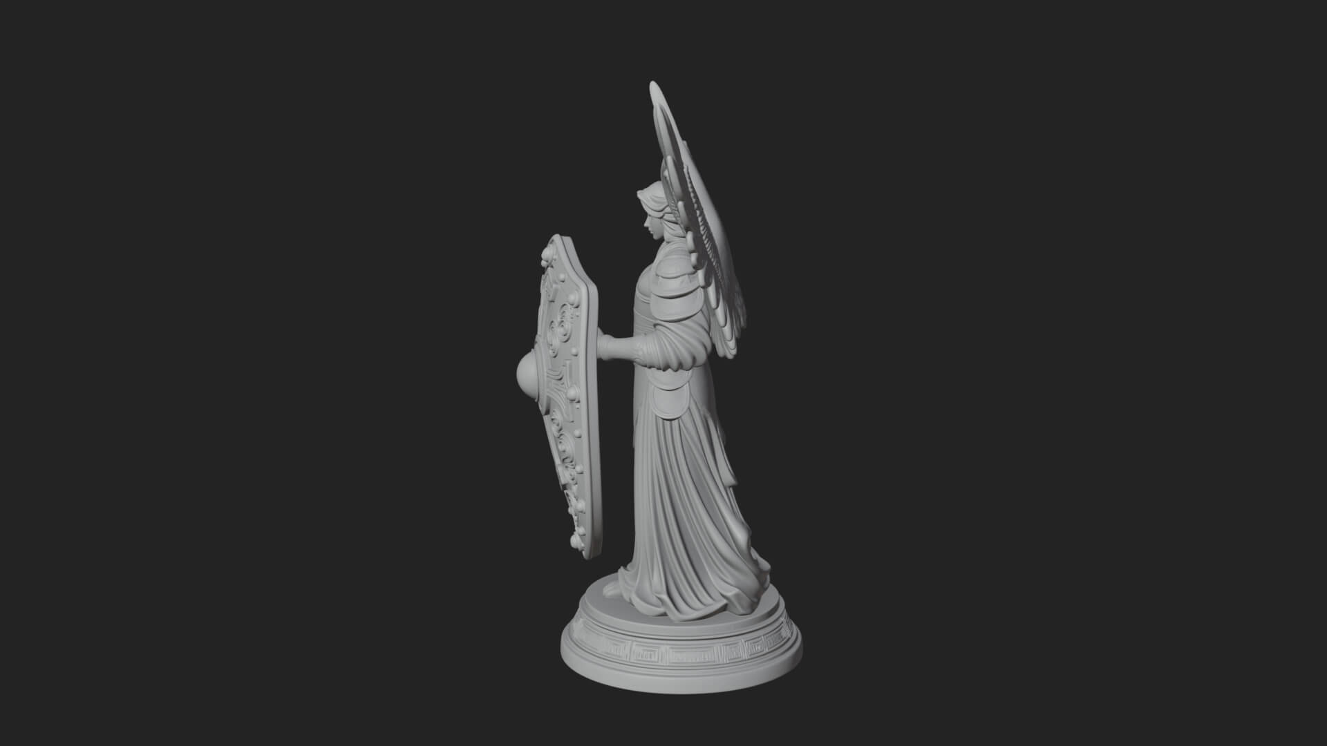 Winged Angel Warrior Woman Statue Design 13 3D Print Model 3D Model