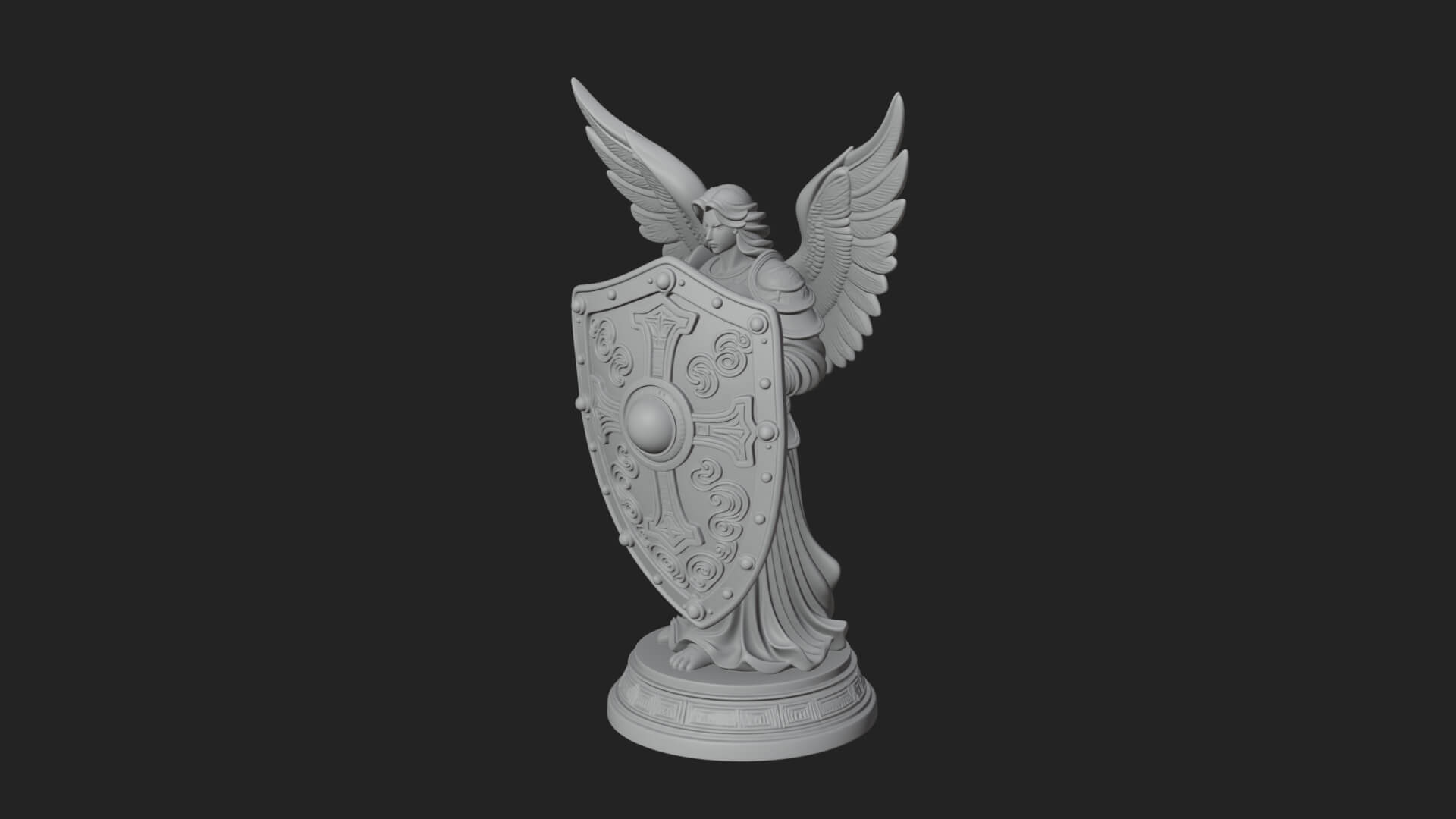 Winged Angel Warrior Woman Statue Design 13 3D Print Model 3D Model