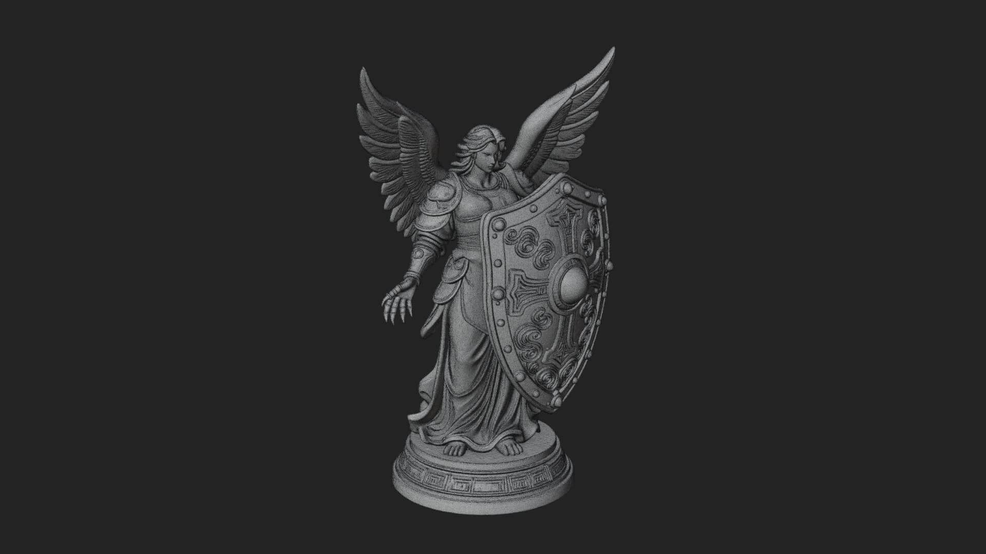 Winged Angel Warrior Woman Statue Design 13 3D Print Model 3D Model