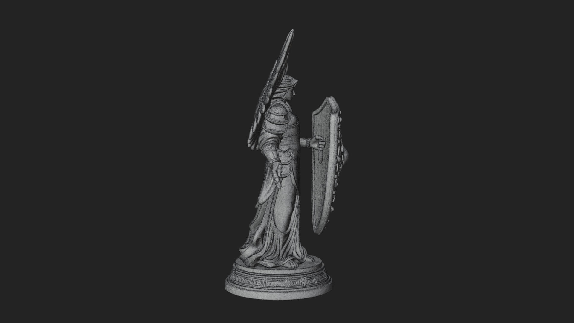 Winged Angel Warrior Woman Statue Design 13 3D Print Model 3D Model
