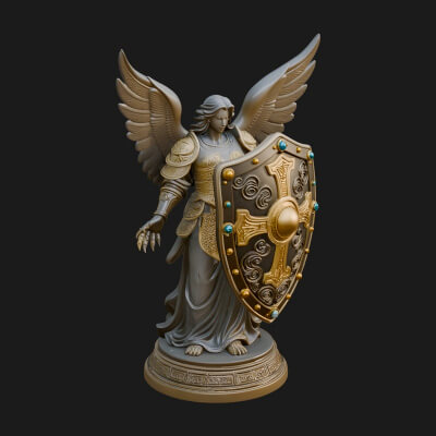 Winged Angel Warrior Woman Statue Design 13 3D Print Model