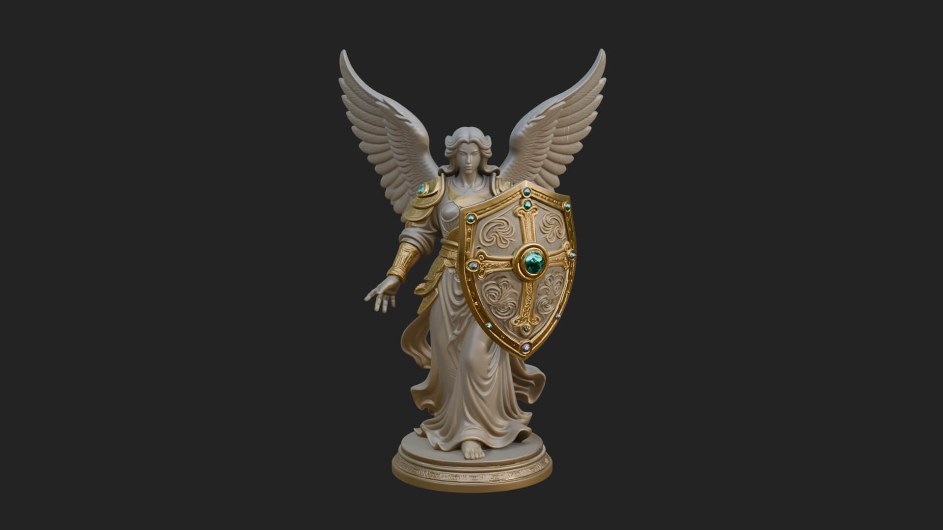 Winged Angel Warrior Woman Statue Design 14 3D Print Model 3D Model