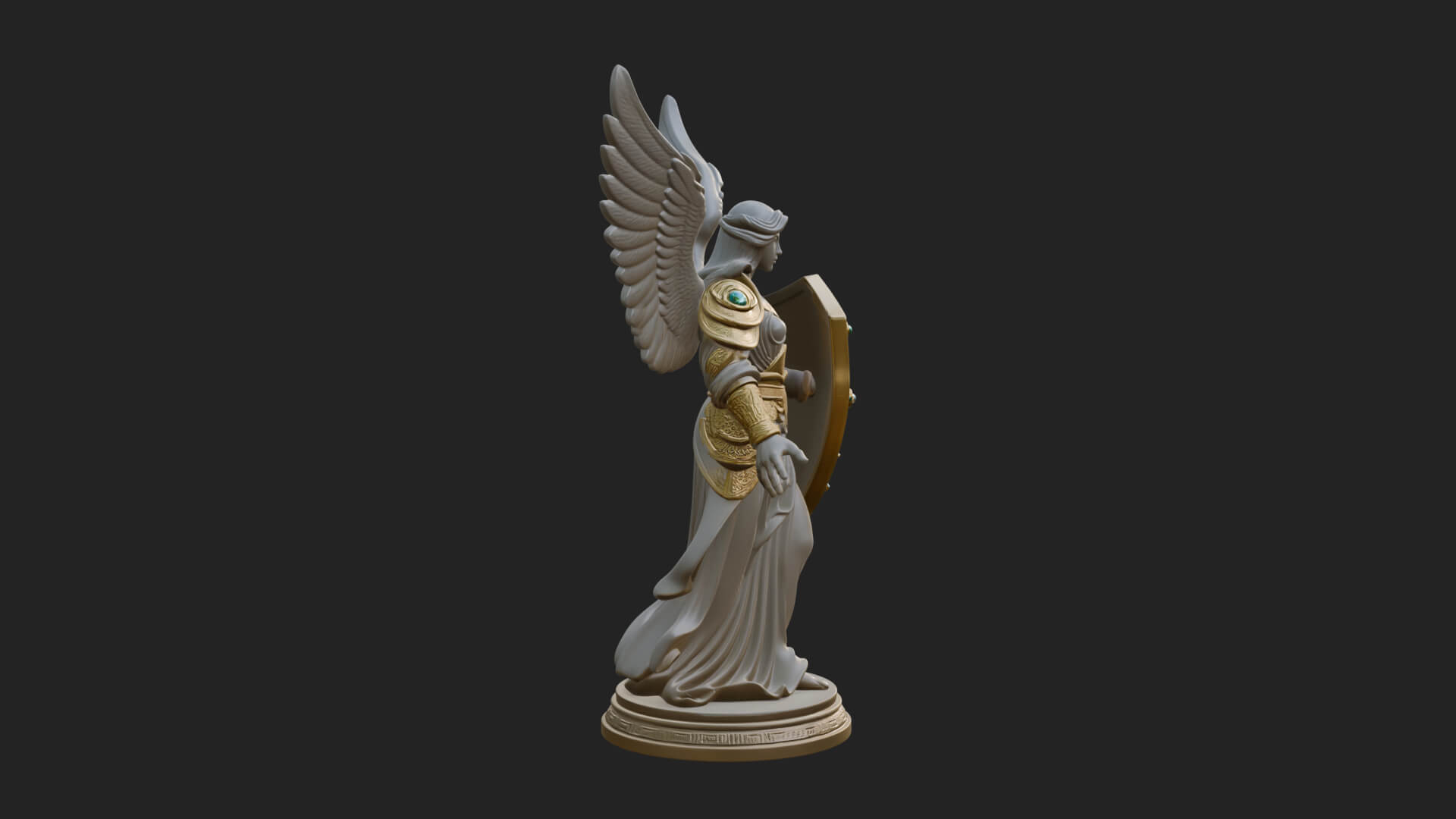 Winged Angel Warrior Woman Statue Design 14 3D Print Model 3D Model