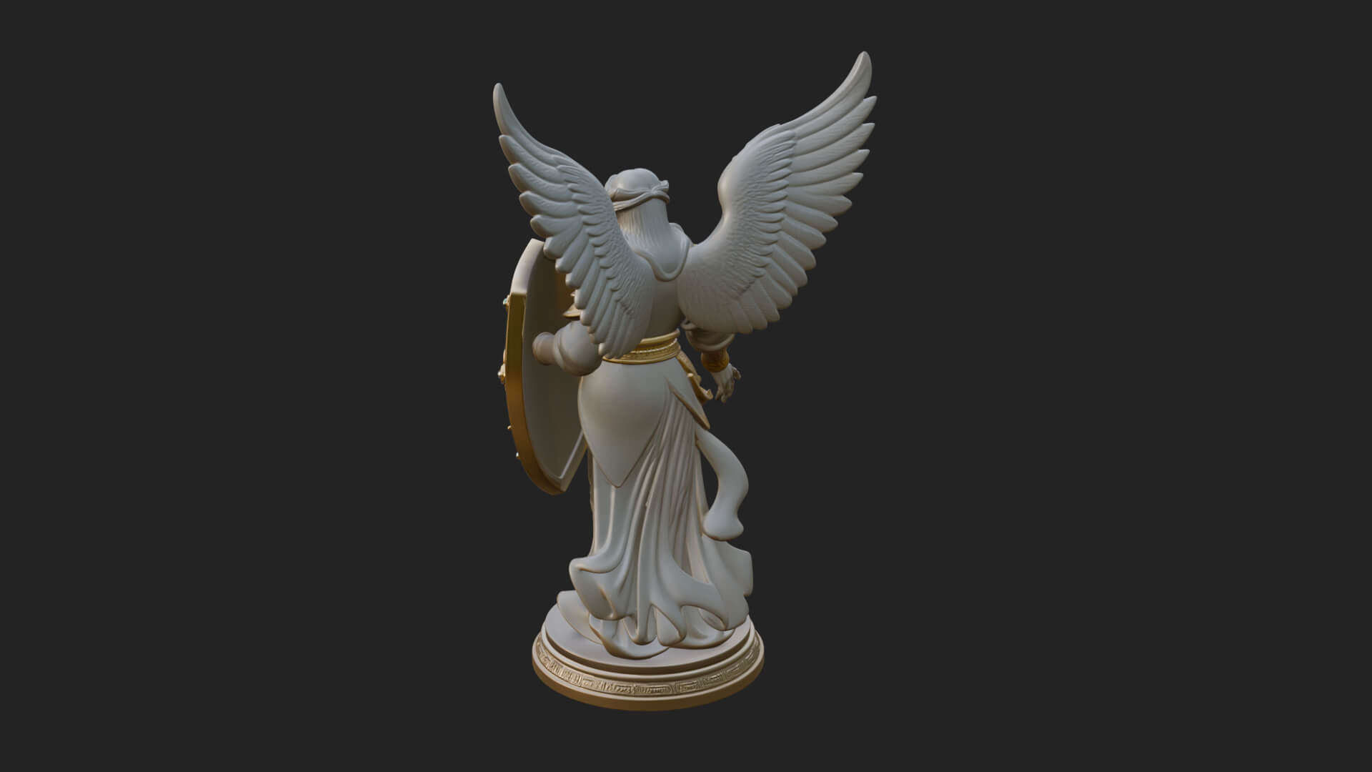 Winged Angel Warrior Woman Statue Design 14 3D Print Model 3D Model