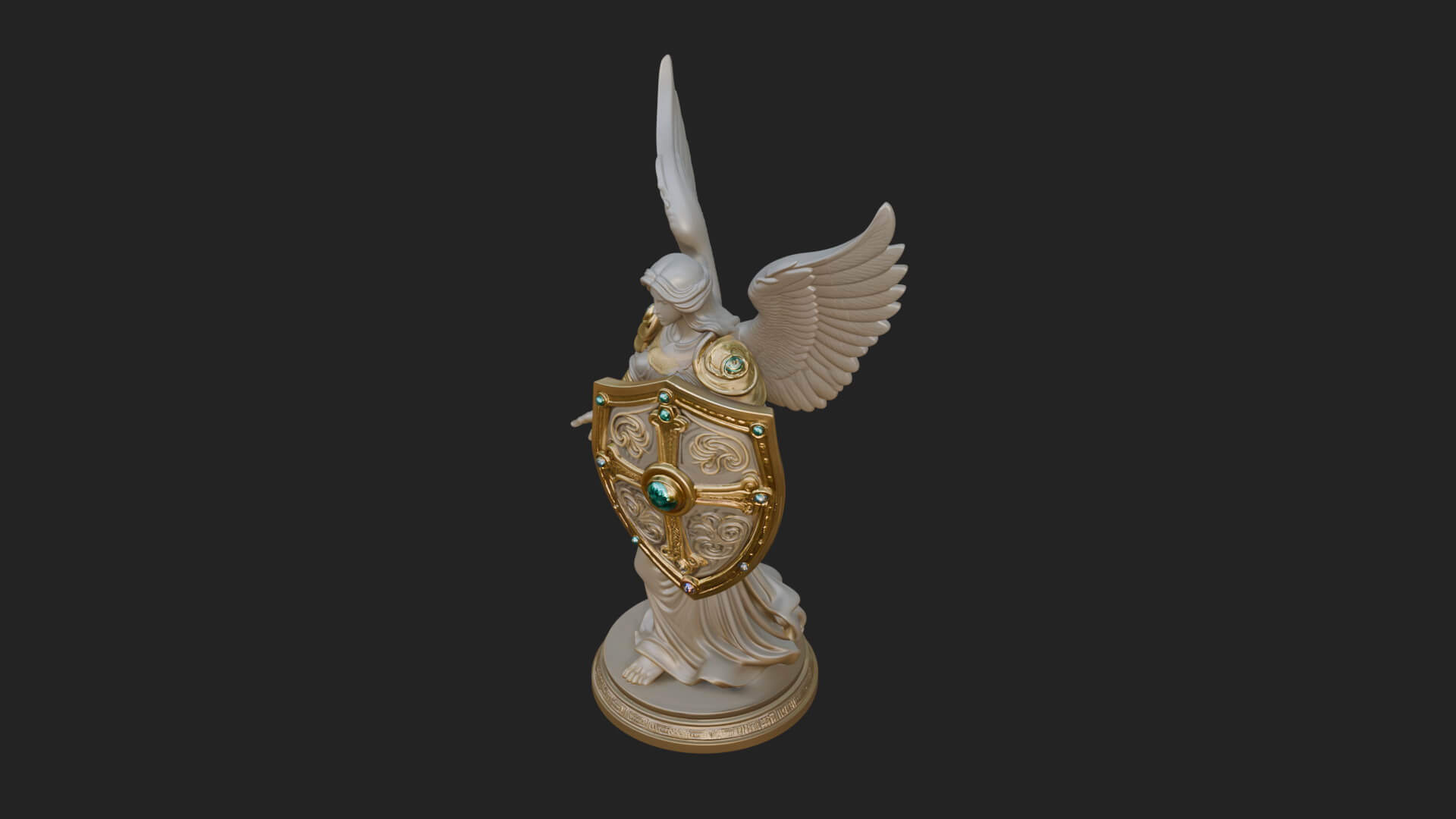 Winged Angel Warrior Woman Statue Design 14 3D Print Model 3D Model