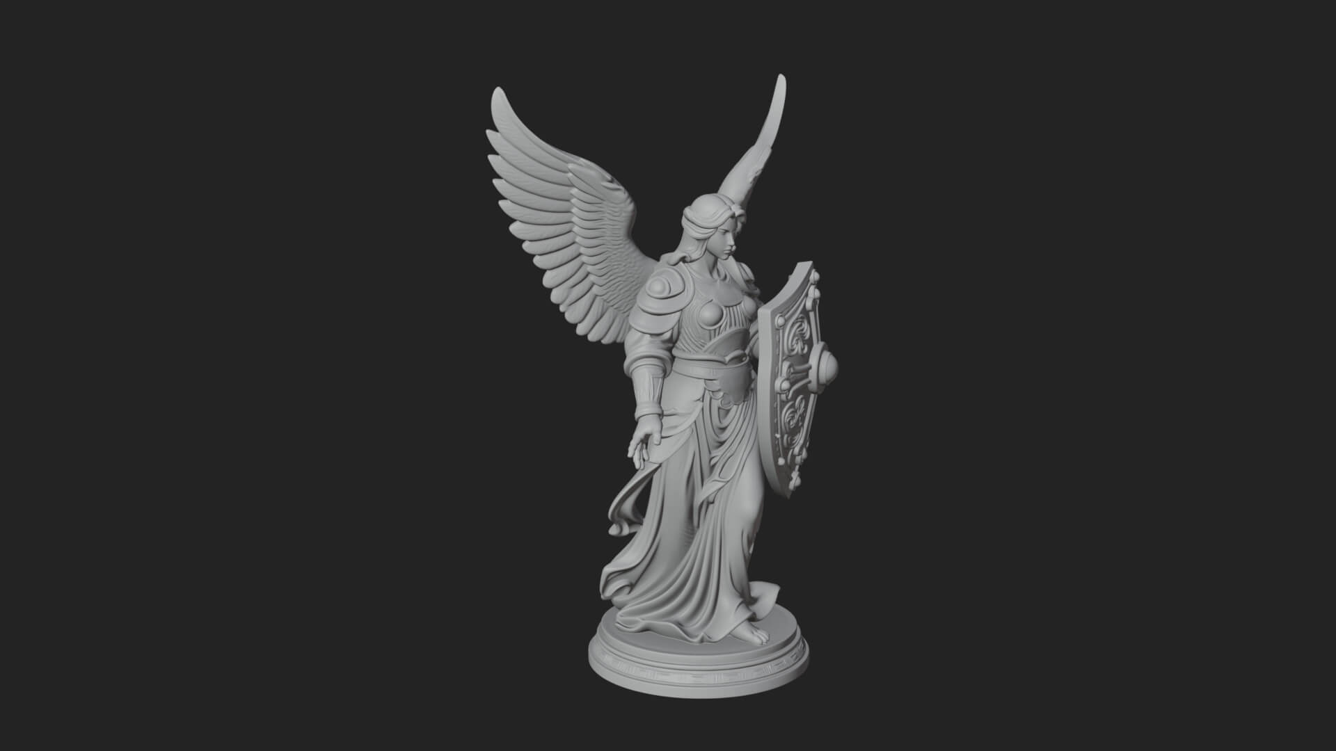 Winged Angel Warrior Woman Statue Design 14 3D Print Model 3D Model