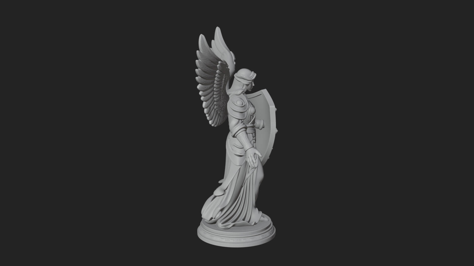 Winged Angel Warrior Woman Statue Design 14 3D Print Model 3D Model